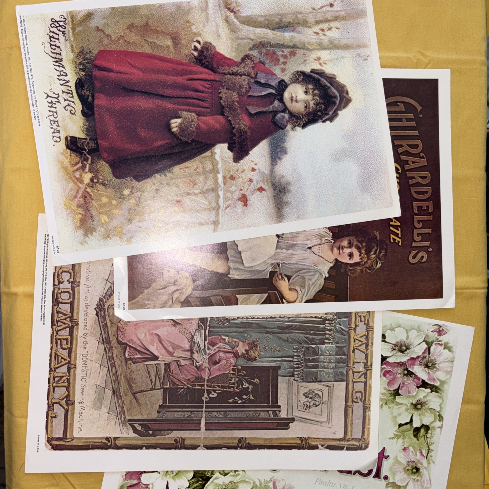 Set Of 4 Art Prints Ephemera 14″ X 10″ Heavy Paper 70s, Printed USA