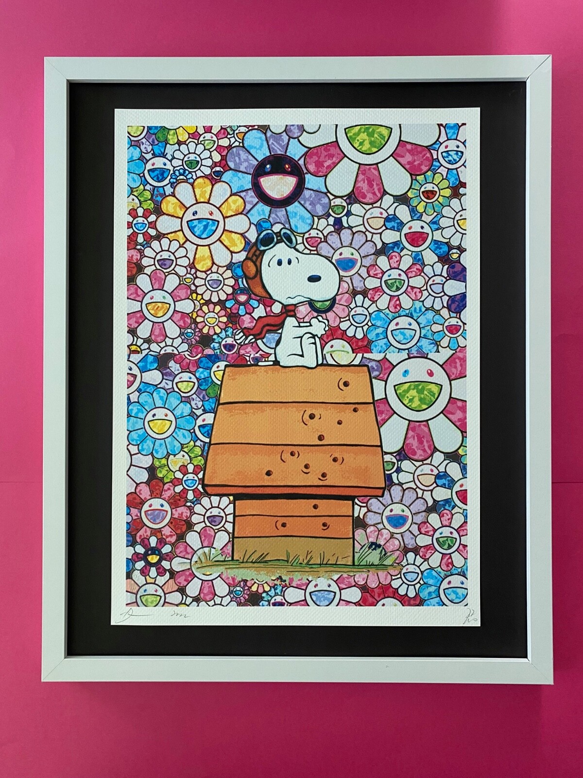 🔥DeathNYC Large Framed 16x20in Pop Art Graffiti Certified /Snoopy Murakami 1$