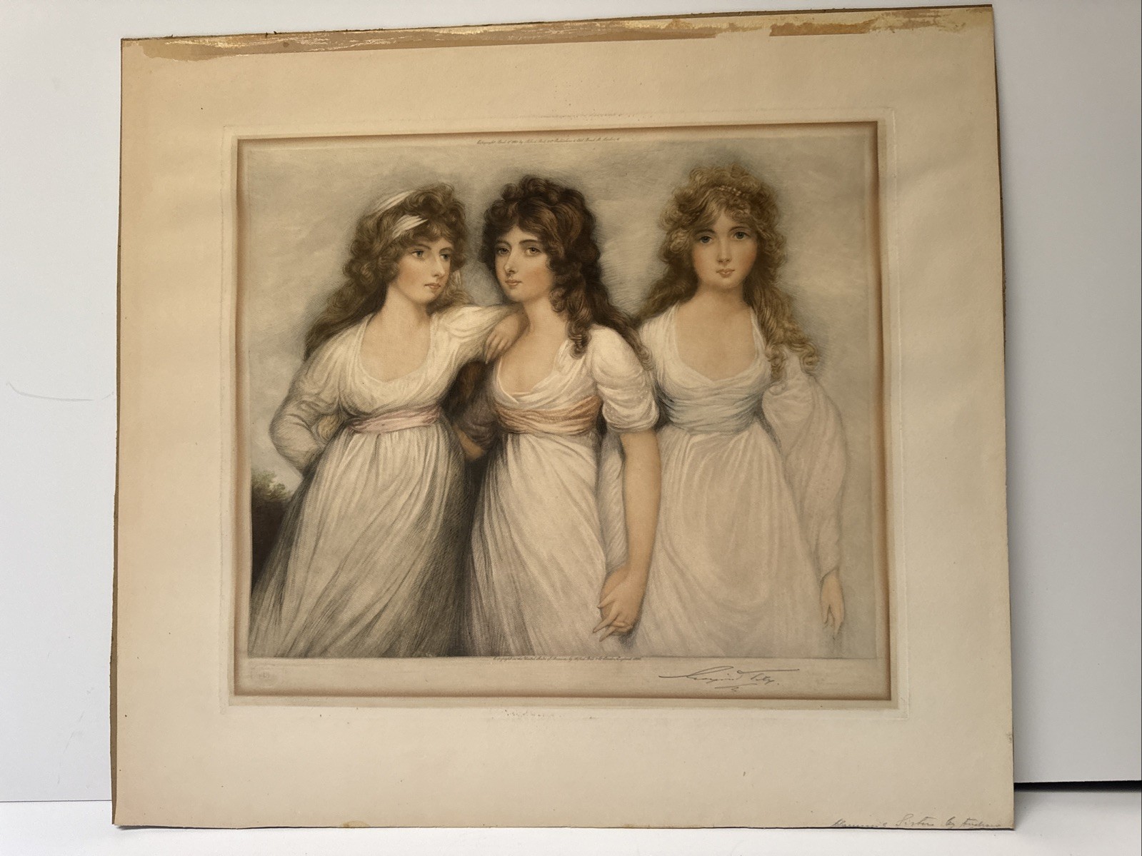 ANTIQUE 3 FRIENDS SISTERS PORTRAIT ART DECO NOUVEAU VICTORIAN ENGRAVING WOMEN