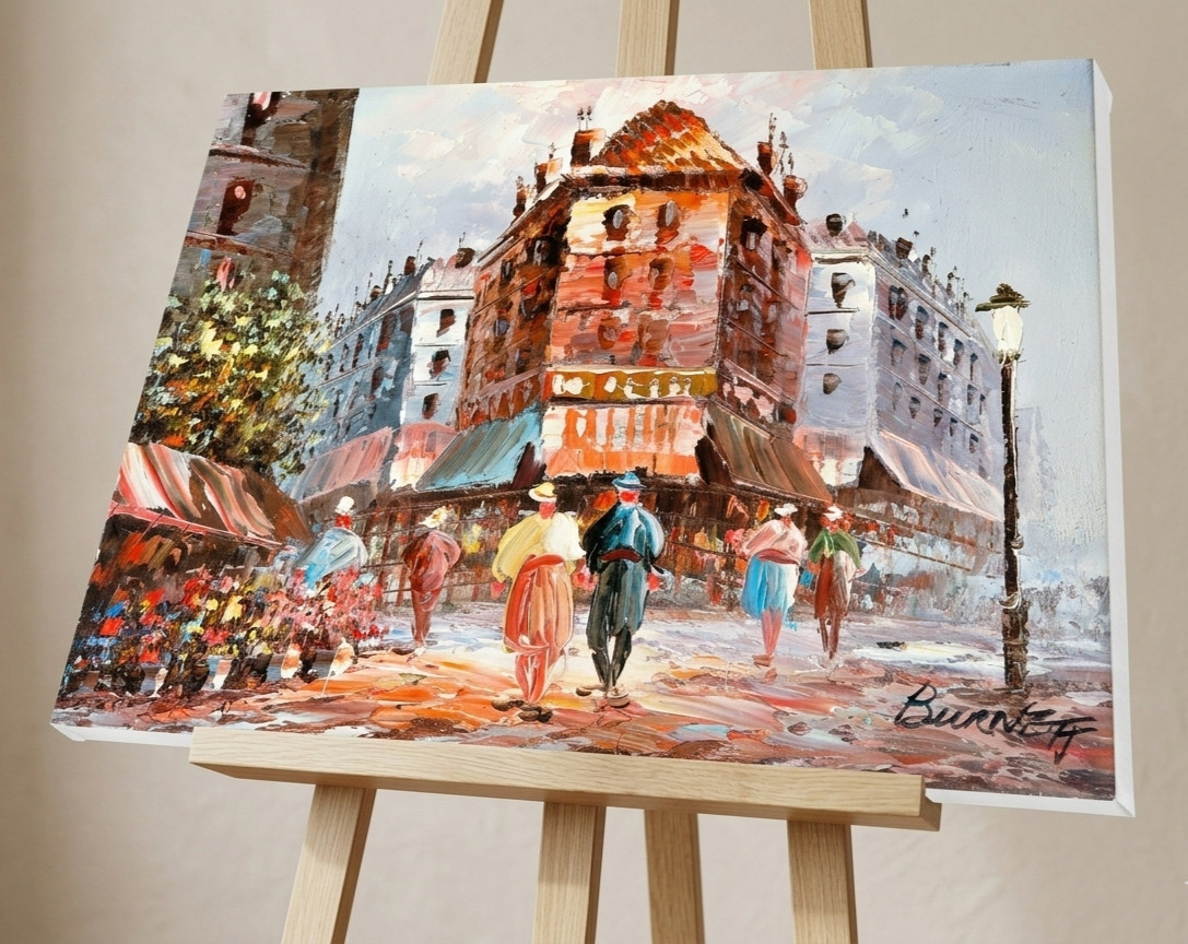 Europe Street Canvas Wall Art Home Decor Oil Painting Burneff Impressionism
