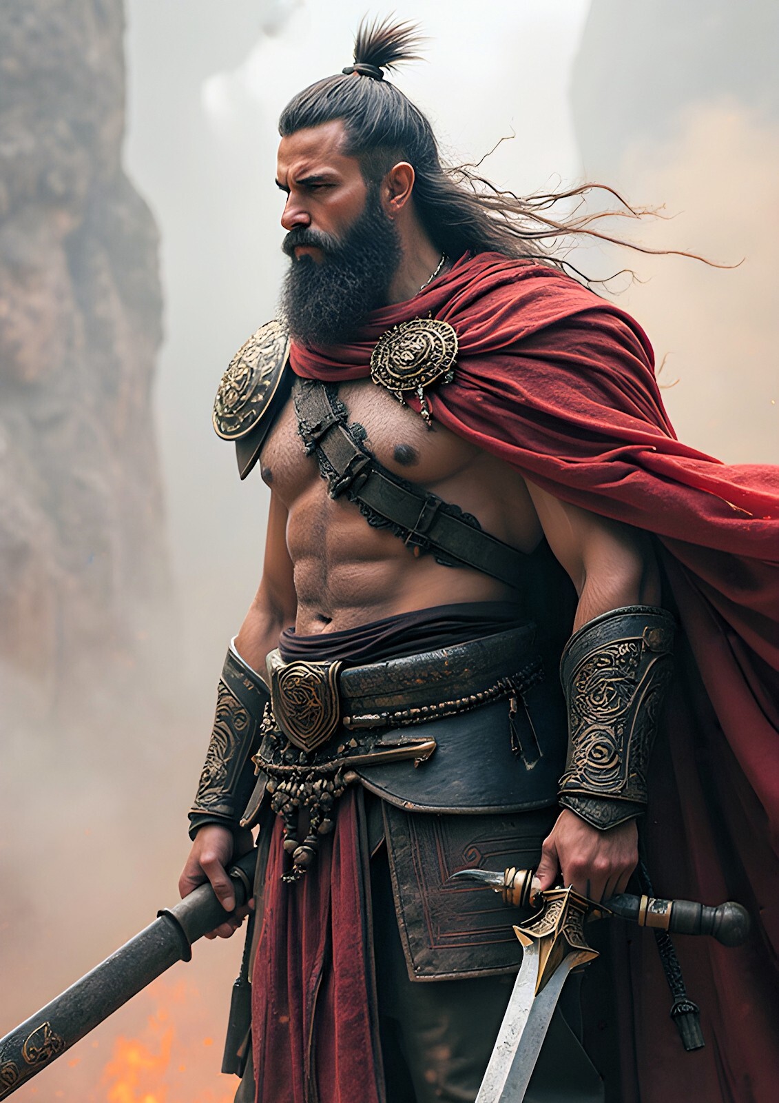 Male Warrior 02 – A3 Size Borderless Print
