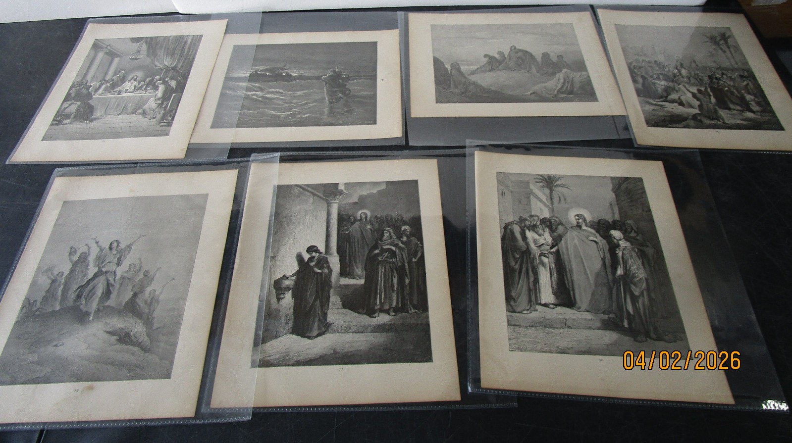 RELIGIOUS BIBLE GUSTAVE DORE PRINTS 1880S 7 PCS DEALER LOT 9 1/4 X 11.5 #15-7