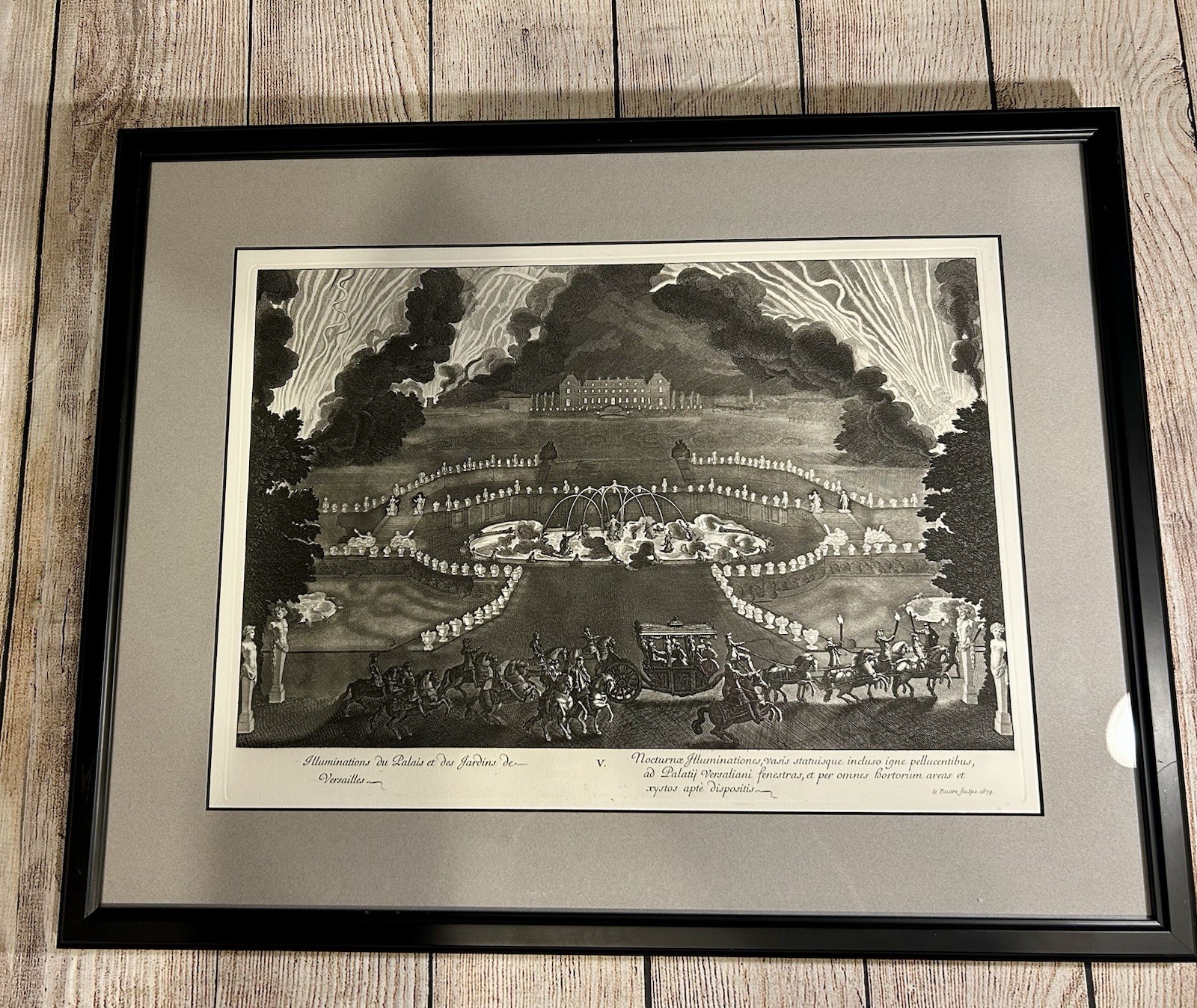 1678 Jean Le Pautre Engraving Versailles Illuminations Amusements Series Framed