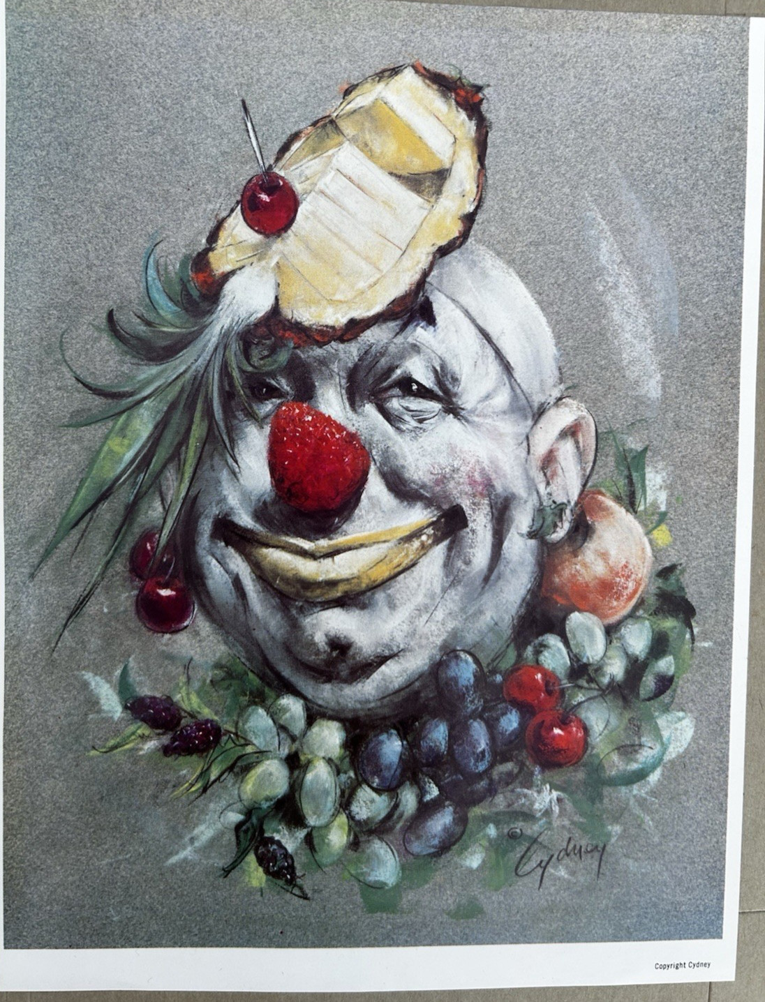 Lot of 3 Vintage Clown Prints Circus Art Paper Ephemera Collectible Cydney Gross