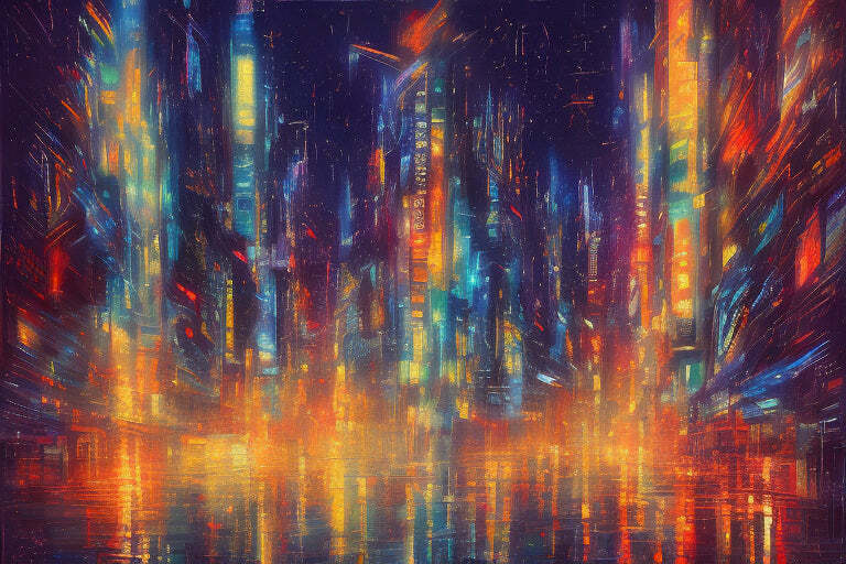 Vibrant Abstract Cityscape Buildings Art Print – 12 x 18 inches