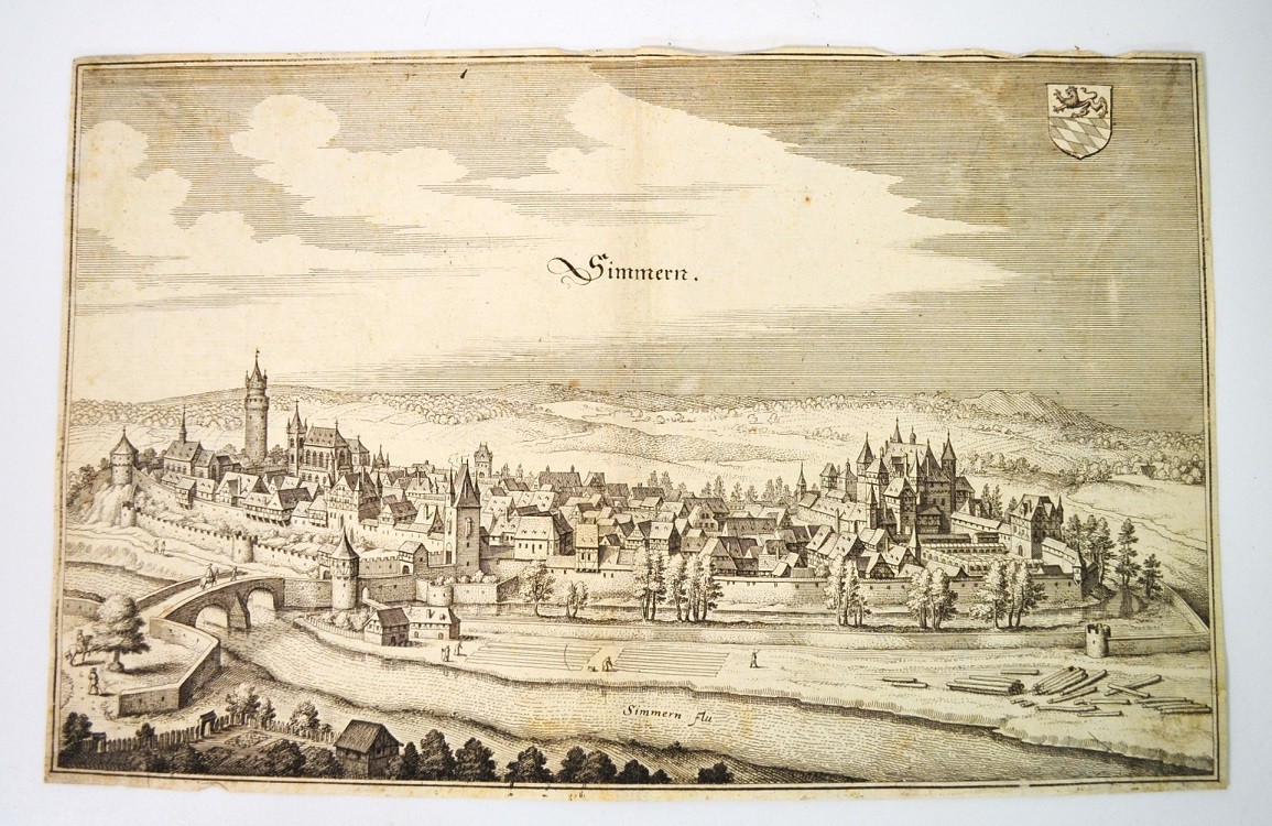 Antique SIMMERN GERMANY Copper Etching Print Circa 1650