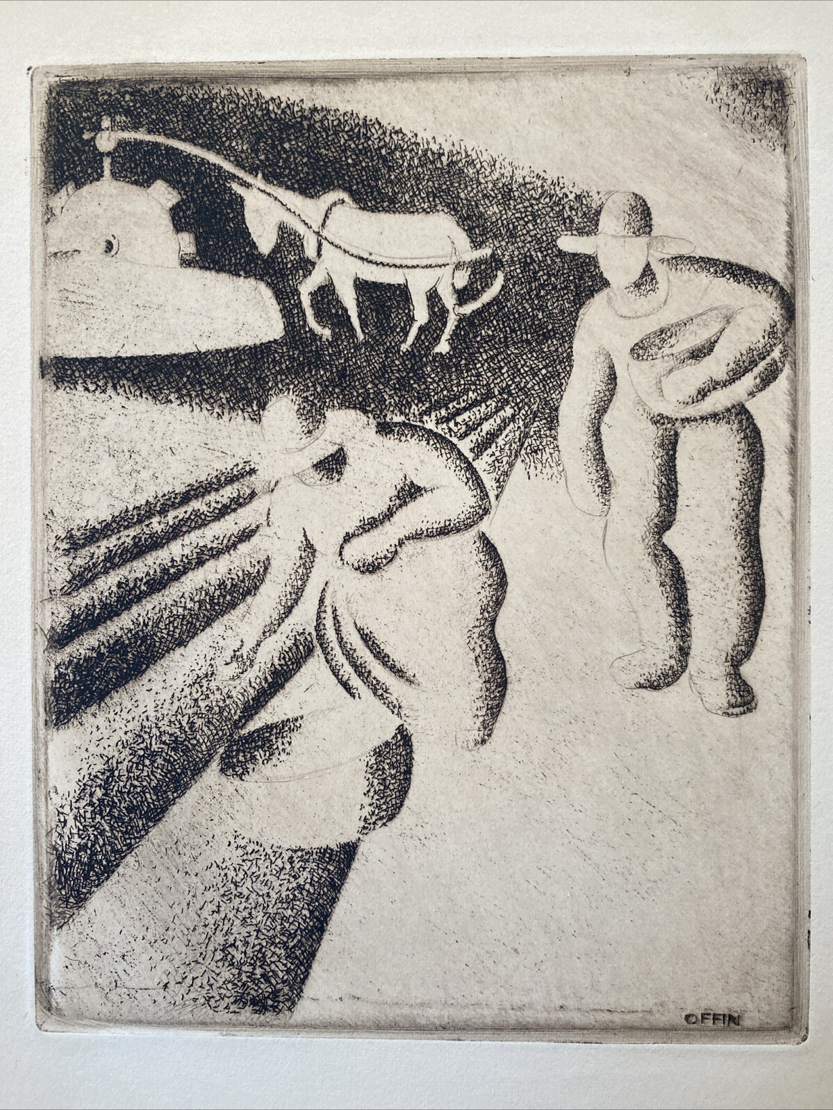 Charles Z. Offin (American 1899-1989) Planters 1932 Etching Art Deco Regionalist