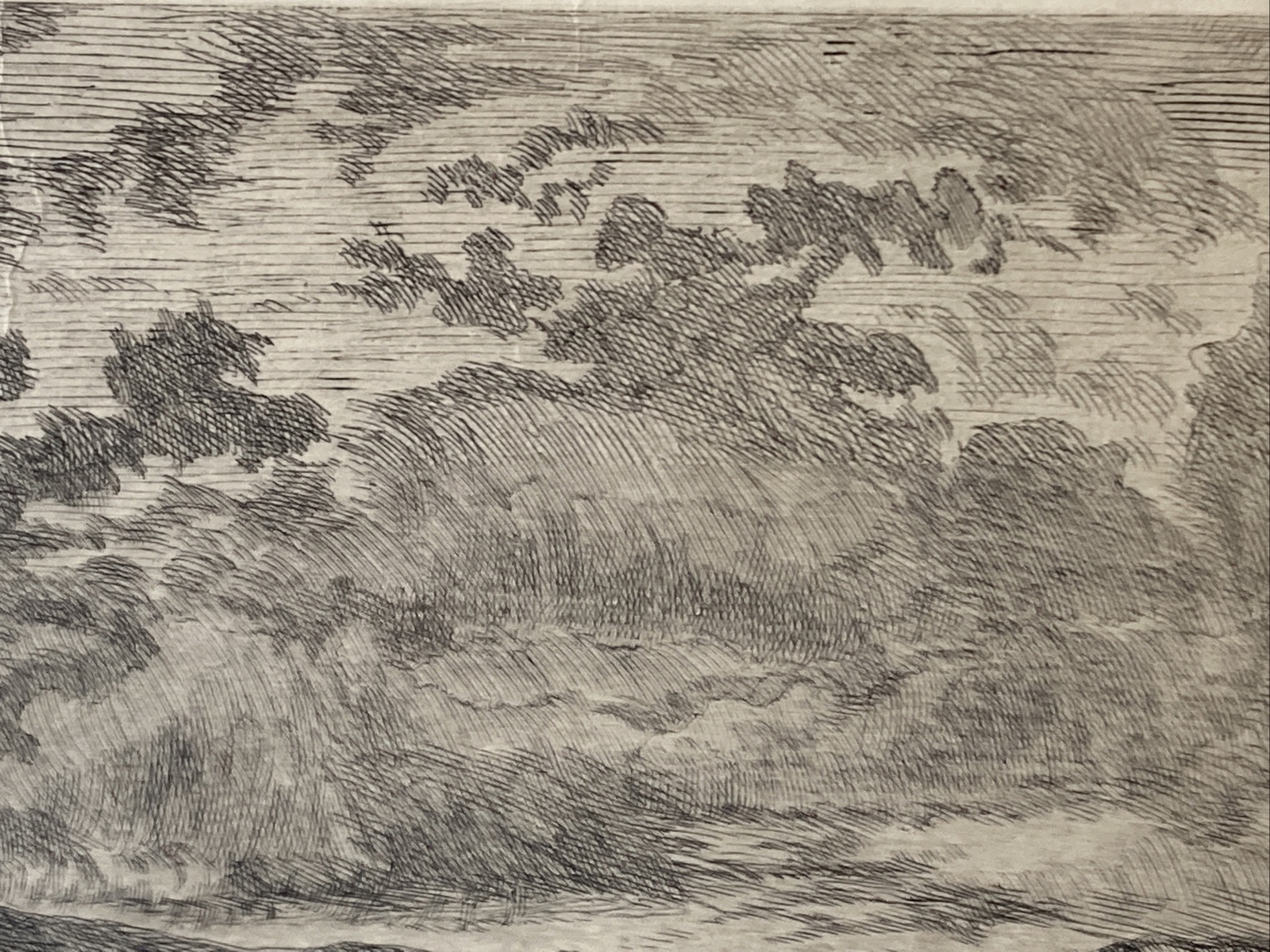 Constant Troyon Etching Richly Inked Three Cows, Man Resting Signed In Image