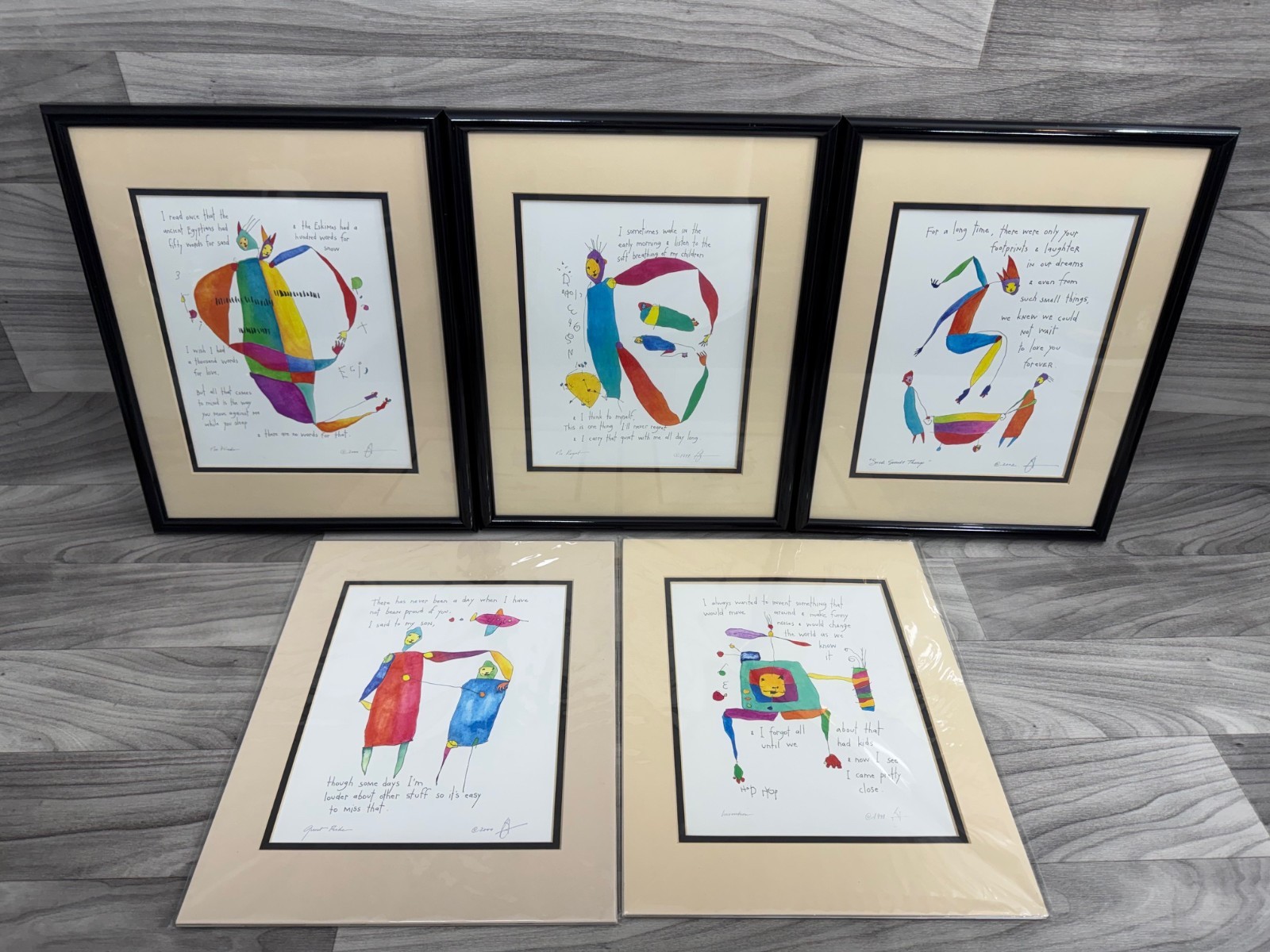 BRIAN ANDRES STORY PEOPLE ART SIGNED PRINT LOT OF 5 – SET NO WONDER NO REGRET +