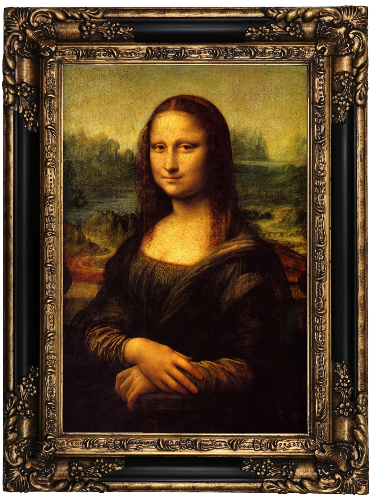 da Vinci Mona Lisa Wood Framed Canvas Print Repro 12×18