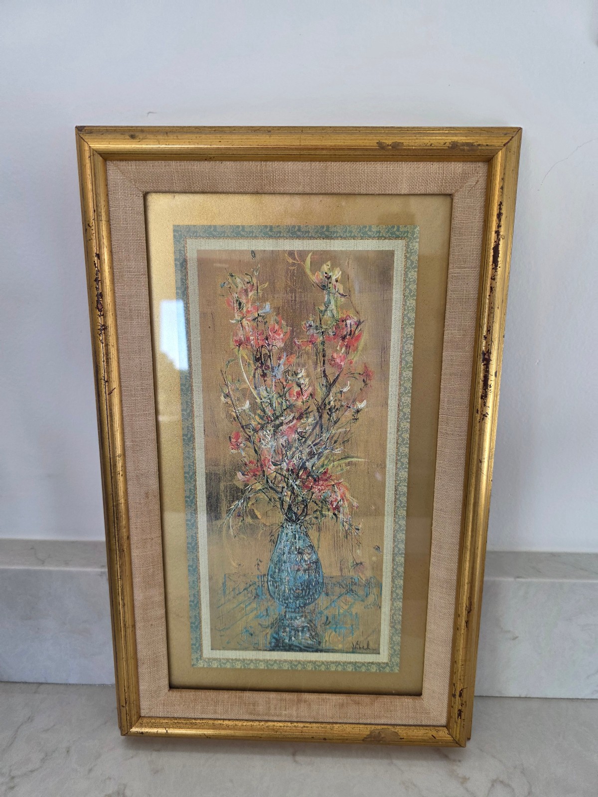 Blue Vase of Flowers – Hibel Limited Print, Switzerland 1983, Rare # 248 of 2000
