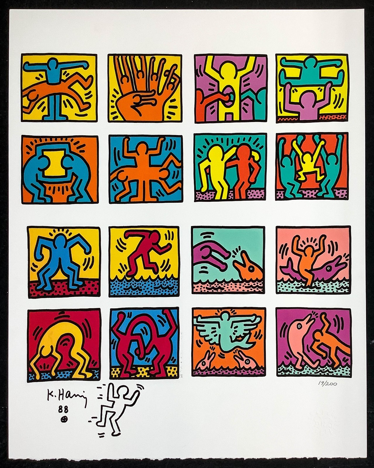Keith Haring Hand Signed With Doodles, Limited Edition (No. 19/200) 17×22 Poster