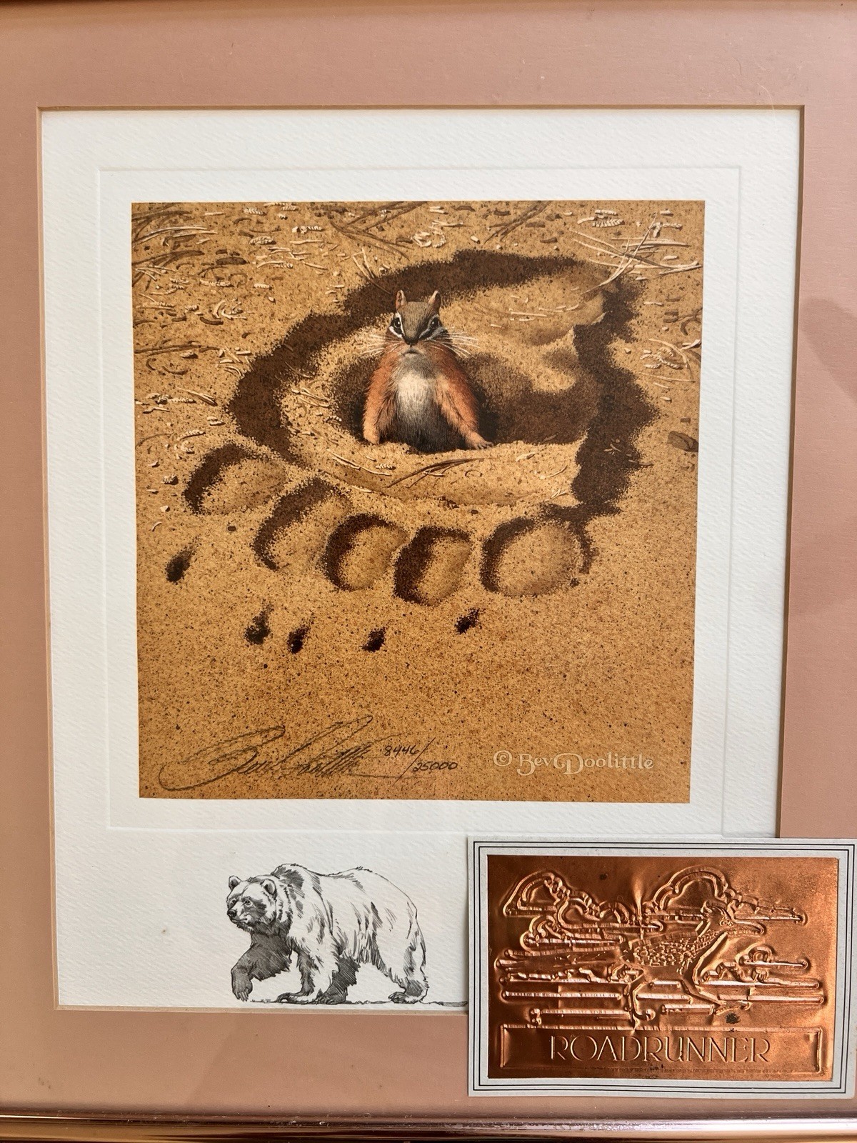 Beverly Doolittle Framed Lithograph No Respect Chipmunk Bear Signed Numbered