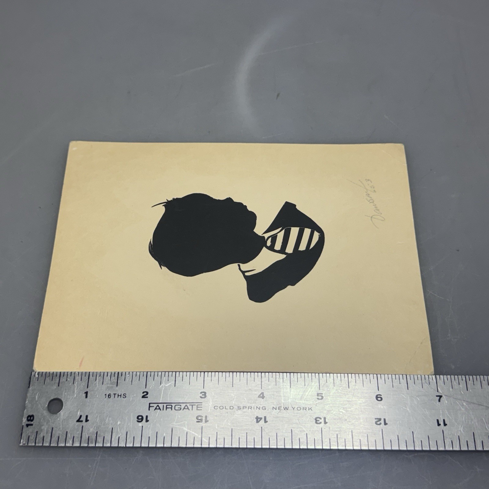 Dawson Silhouette Portrait Pair 5×7 Vintage 1953 Hand Cut Child Profile Folk Art