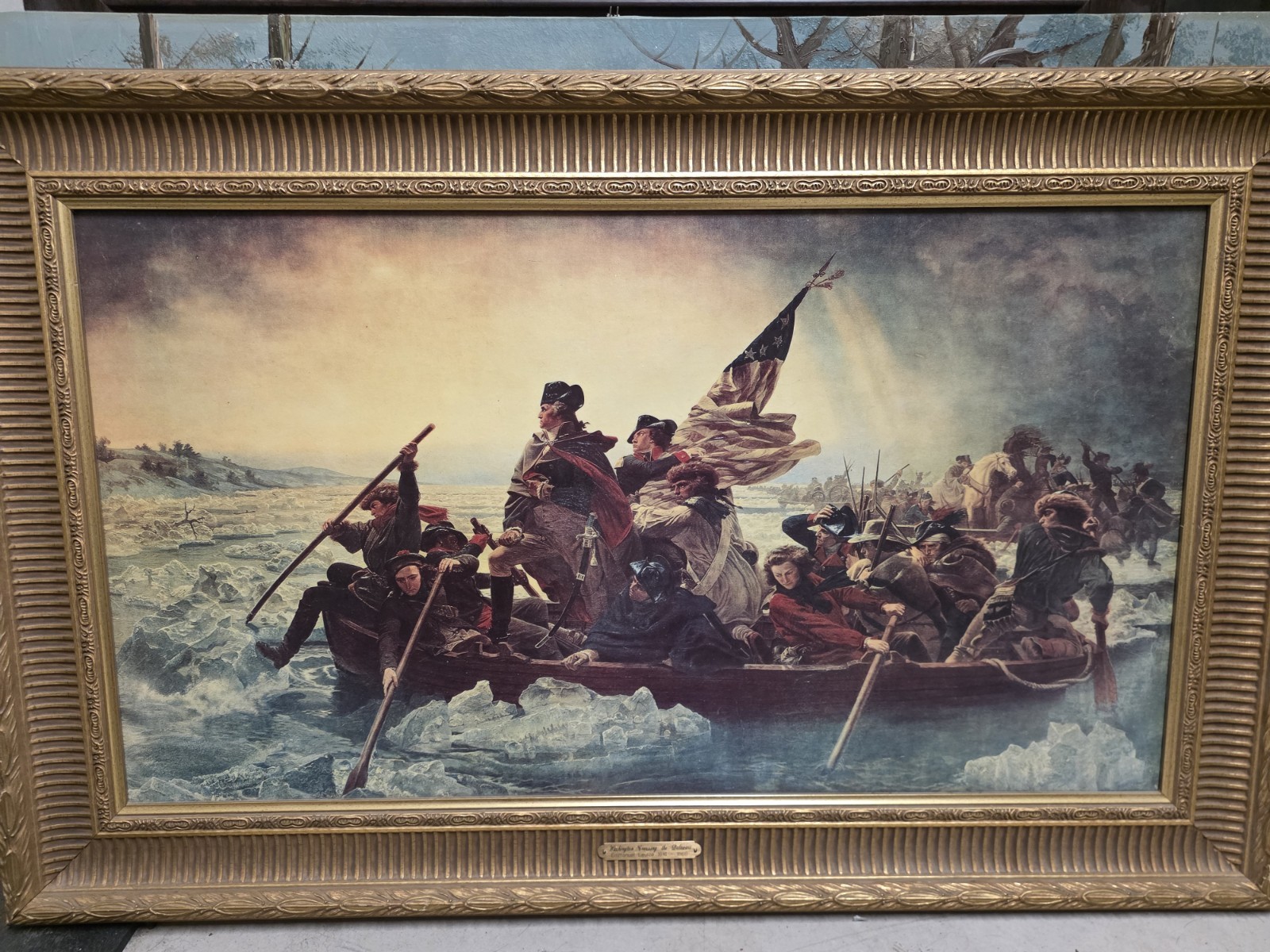 Emmanuel Leutze Framed Canvas Print Washington Crossing the Delaware COA