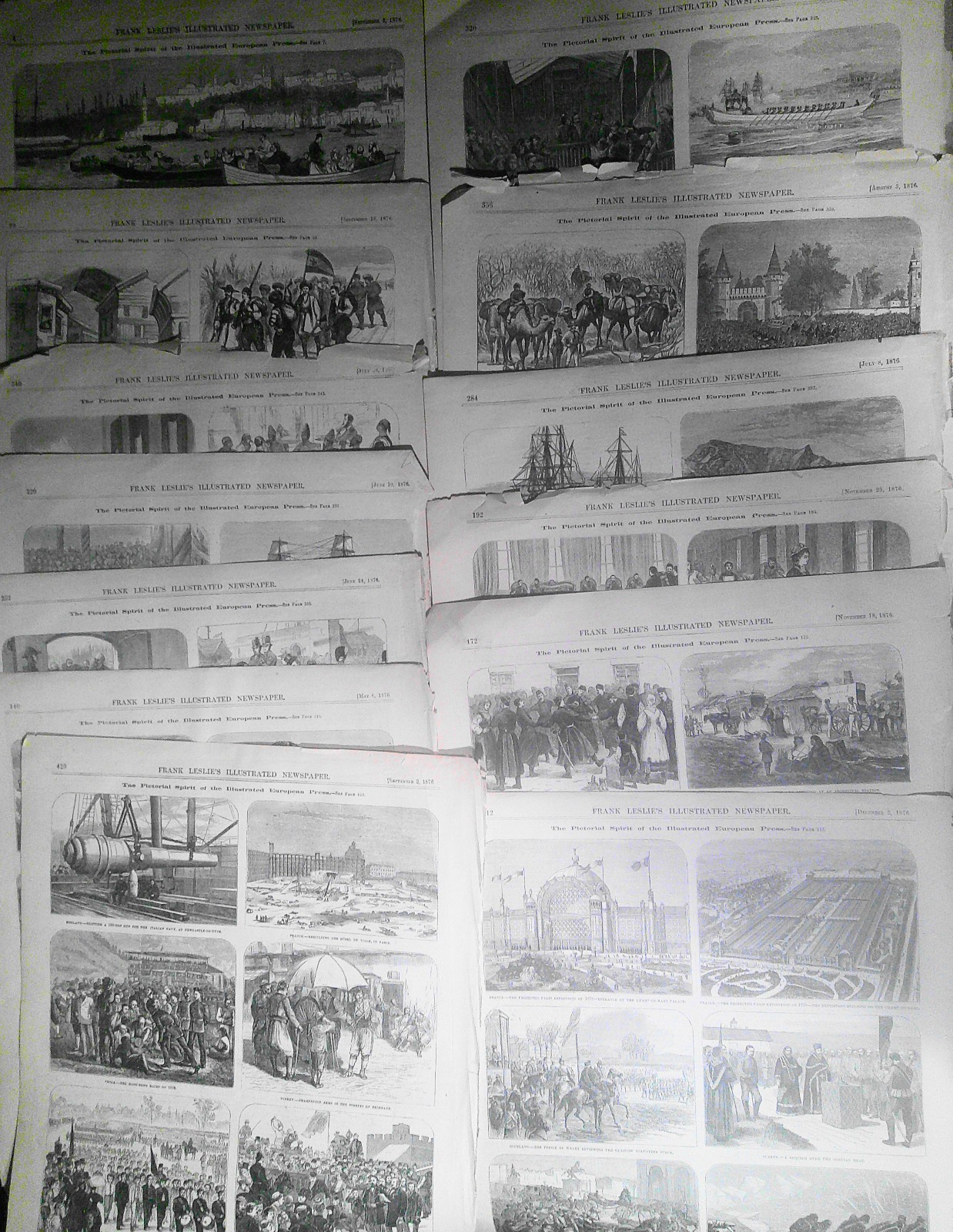1876 Frank Leslie’s Pictorial Spirit of the Illustrated European Press (13 lot)