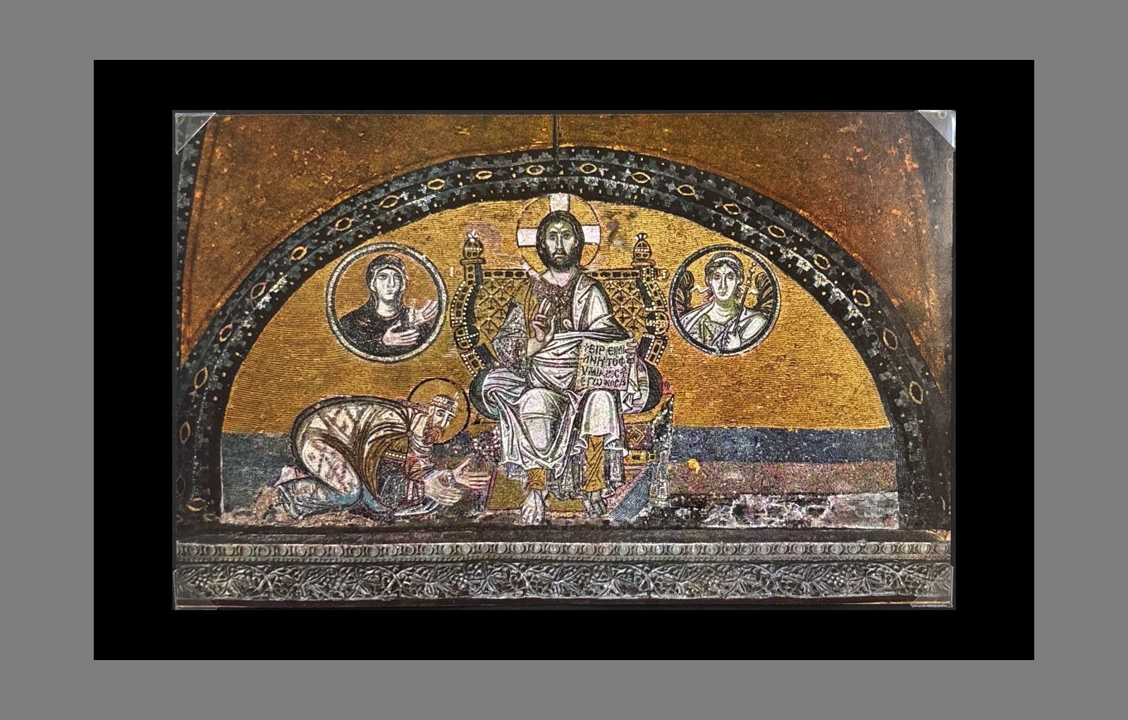Christ Angels Hagia Sophia – Vintage Lithograph Byzantine Mosaic Matted Unframed