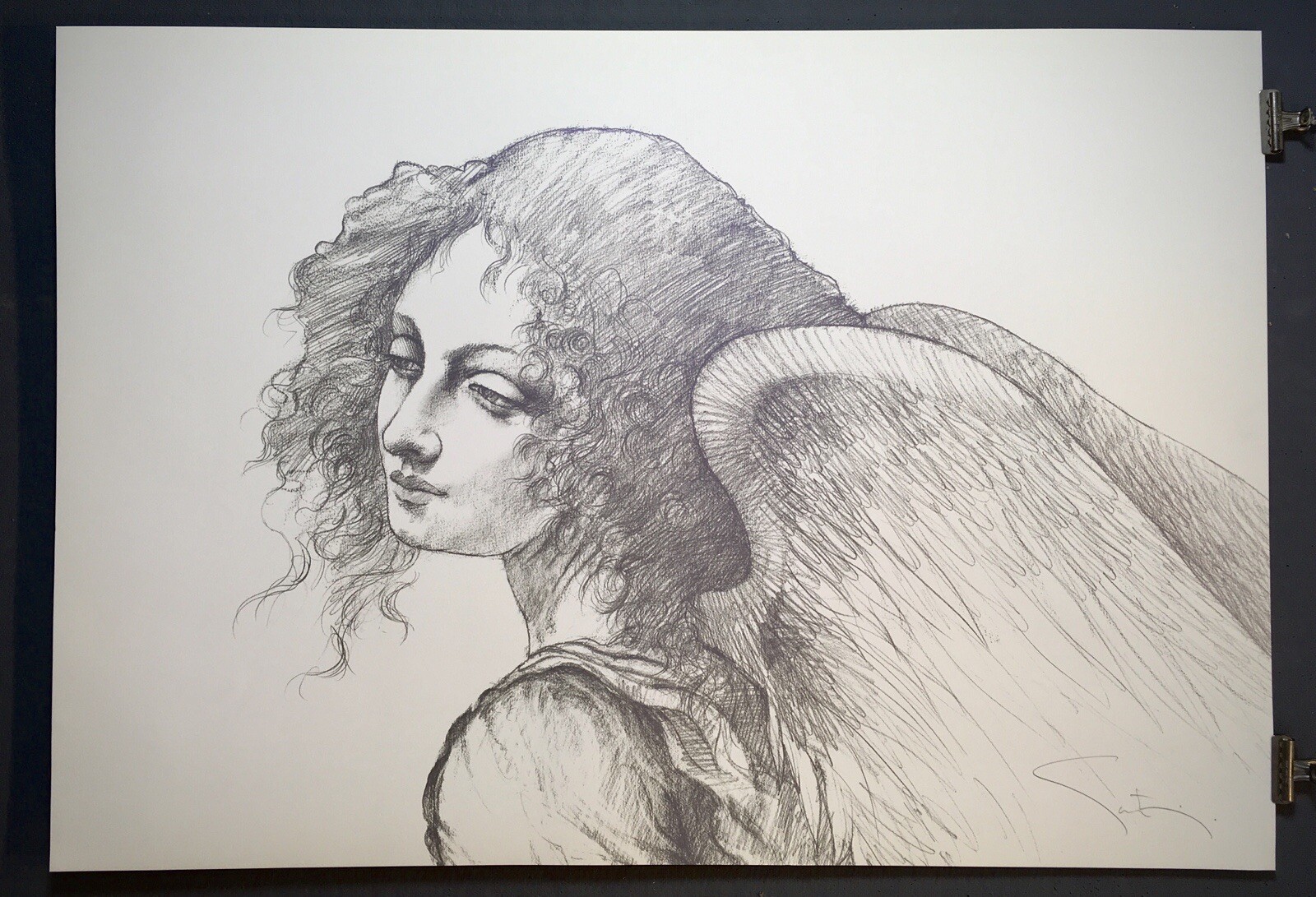 Ramon Santiago “Big Angel” after DaVinci, Signed, Limited Edition Serigraph 1993