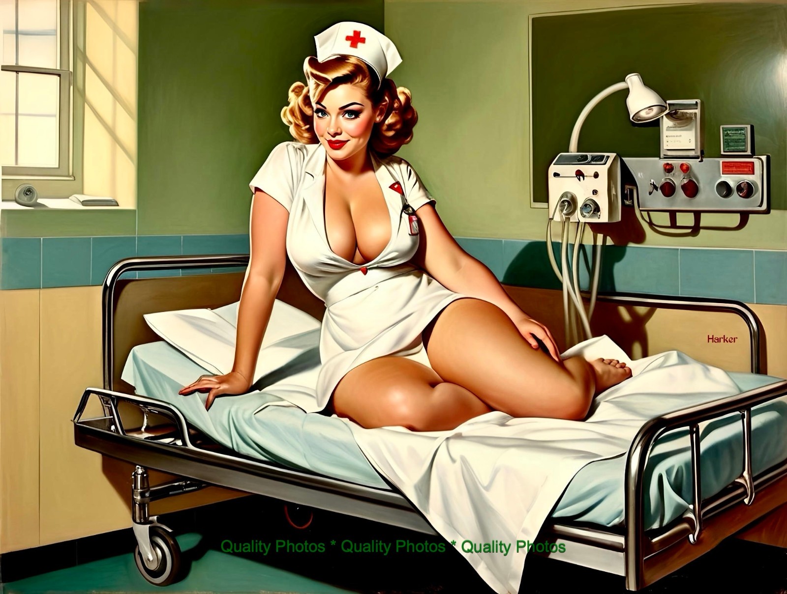 Lovely Nurse is Ready For Her Exam Pinup 8.5×11″ Photo Print Elvgren/Harker Art