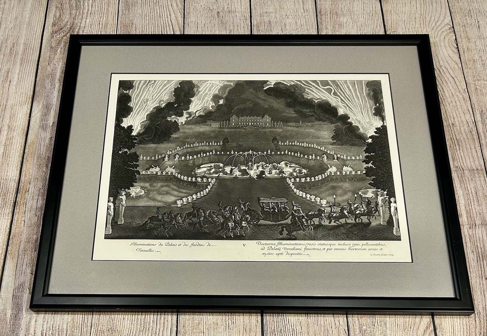1678 Jean Le Pautre Engraving Versailles Illuminations Amusements Series Framed