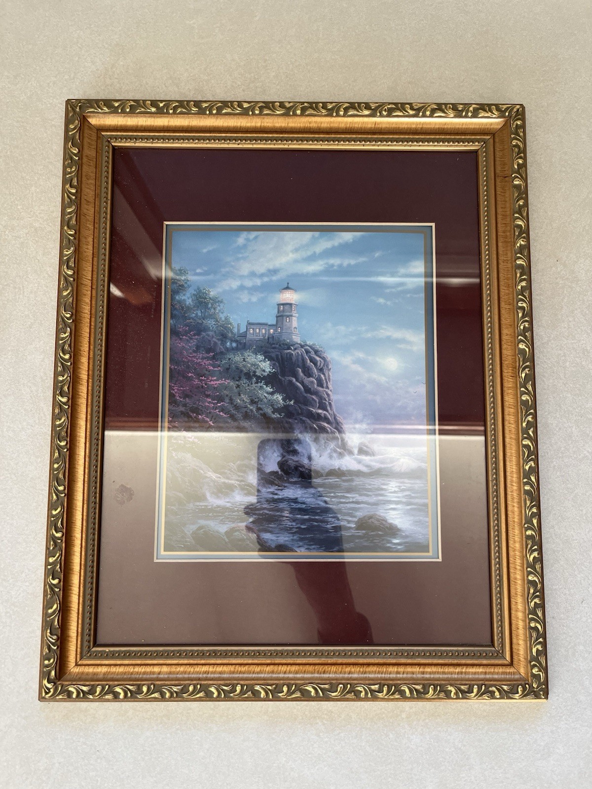 Vintage Lighthouse Framed Art Pompeii 15×12 Matted Golden Decore Frame Pics