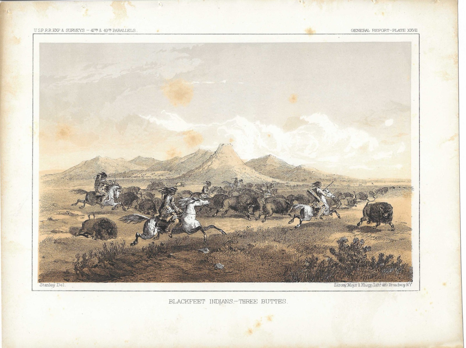 1853-55 Blackfeet Indians Buffalo Hunt Unorganized Territory – USPRR 47 49
