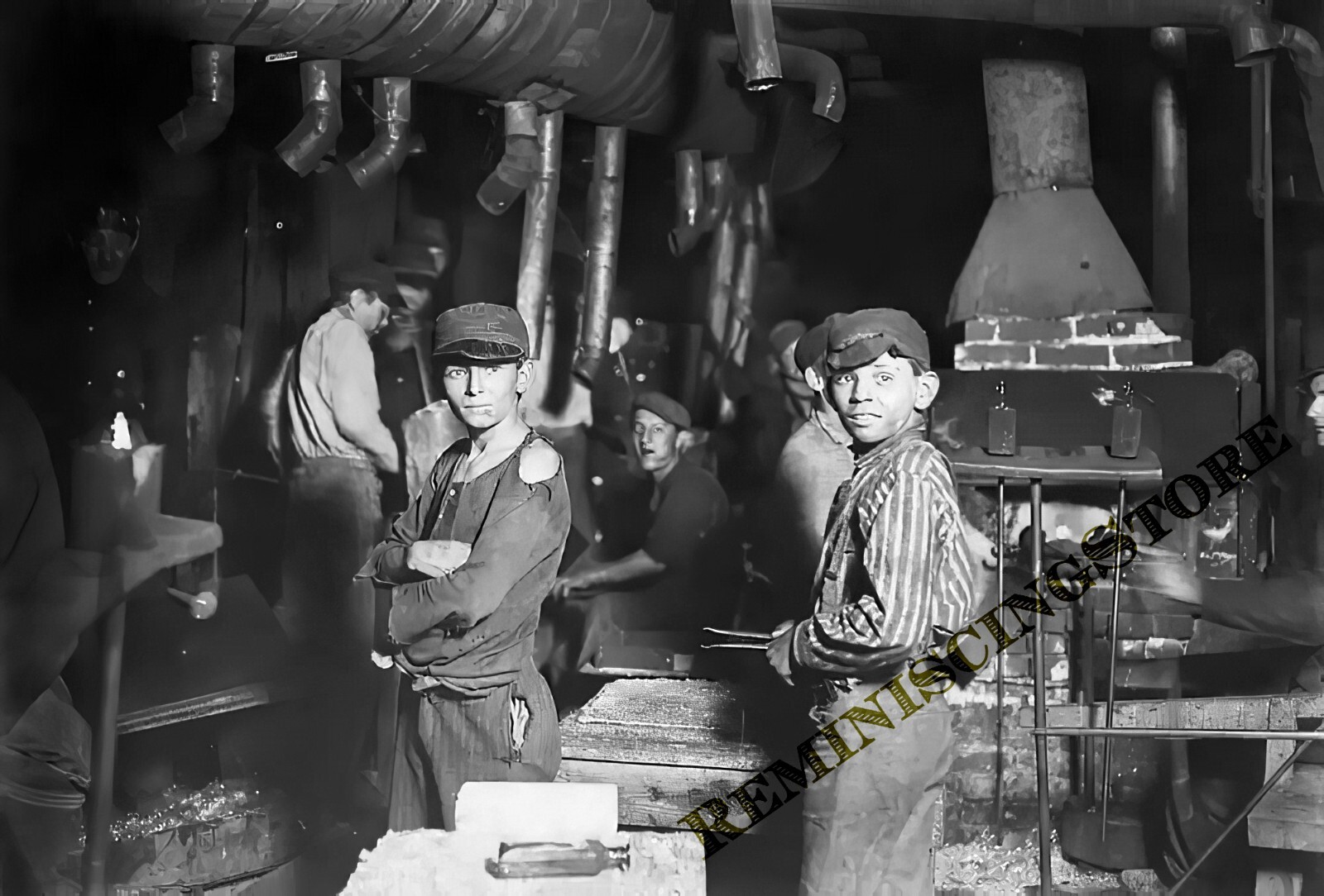 Child Labor_Glassworks Indiana © 1908 USA USA Reprint