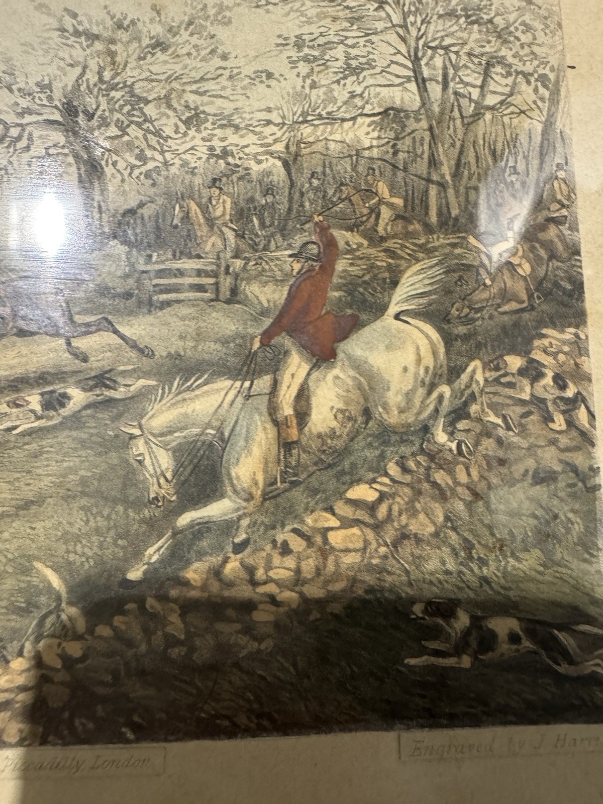 Antique Picture The Burst Hunting Scene H Alken 1850 Engraved 26x18cm