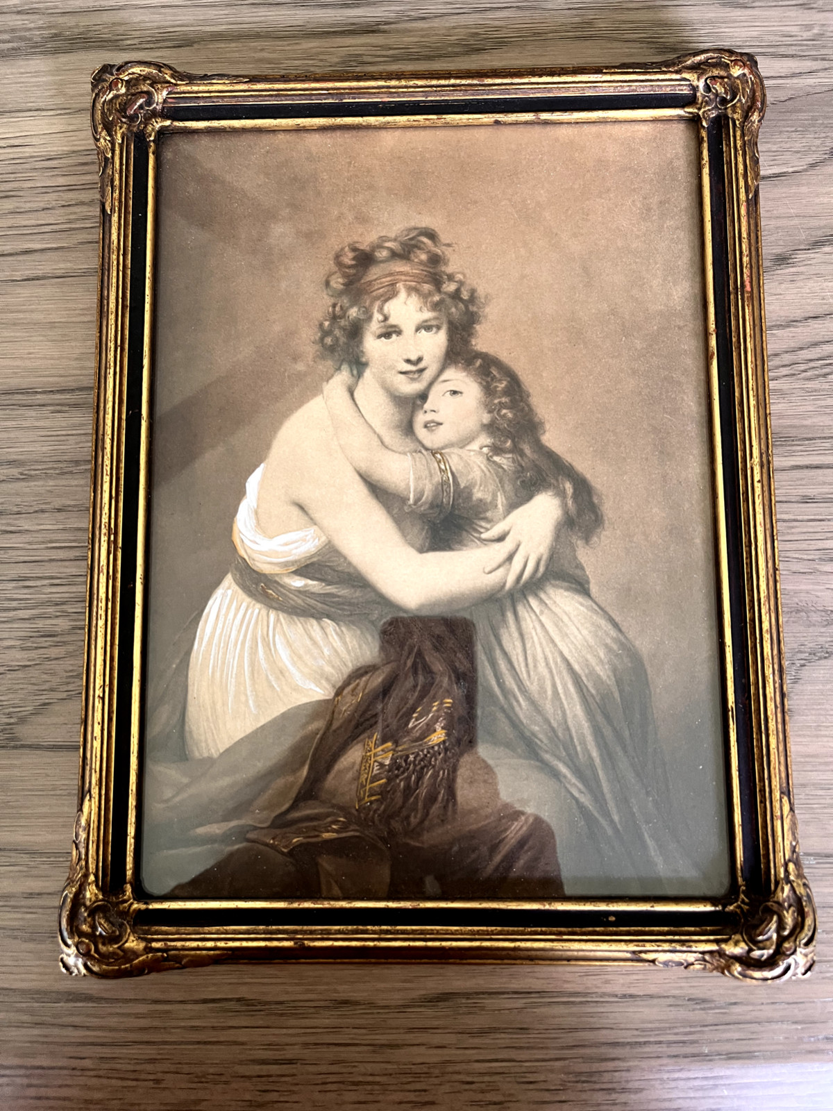 Madame Vigée-Lebrun and Daughter Antique Framed 6.5 in x 7.75 in Gallery Print