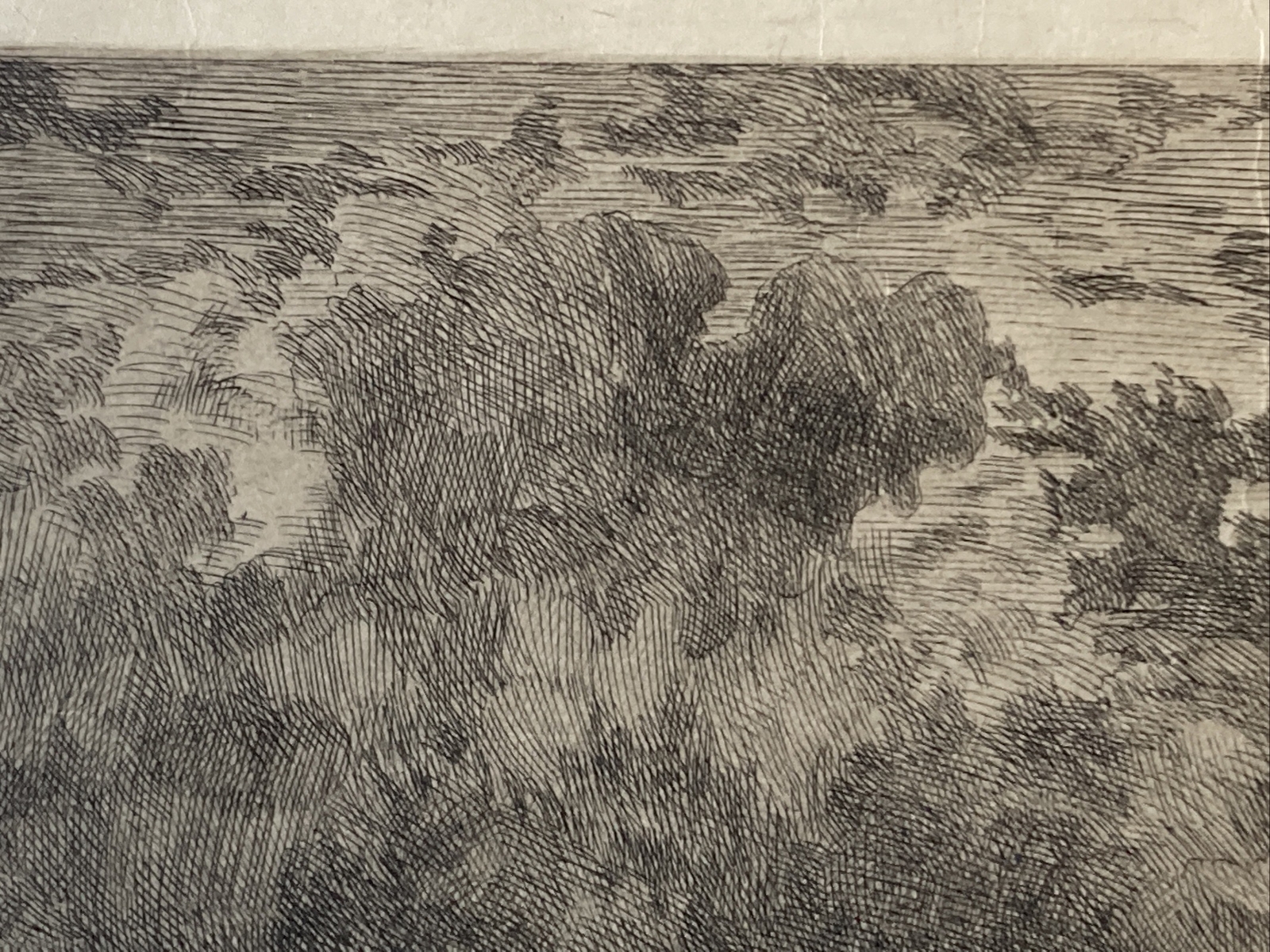 Constant Troyon Etching Richly Inked Three Cows, Man Resting Signed In Image