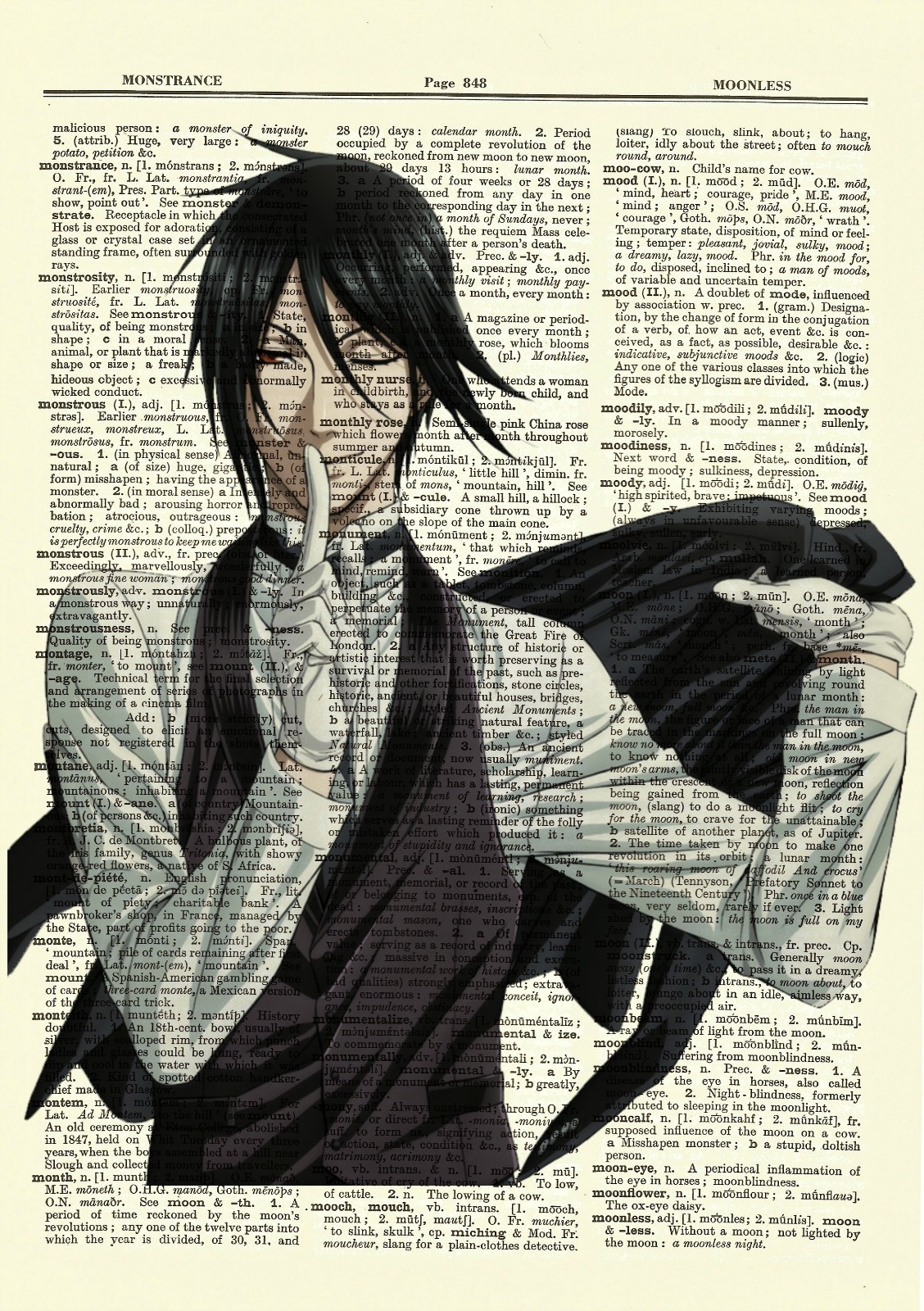Sebastian Black Butler Dictionary Art Print Anime Picture Poster Kuroshitsuji