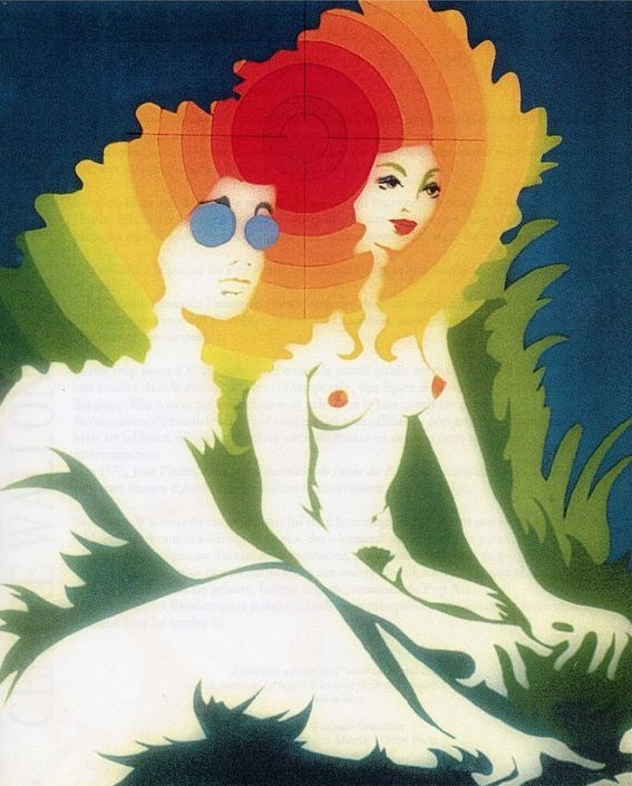 Evelyne Axell : The Target Psychedelic Couple Pop Art Rainbow Halo Print