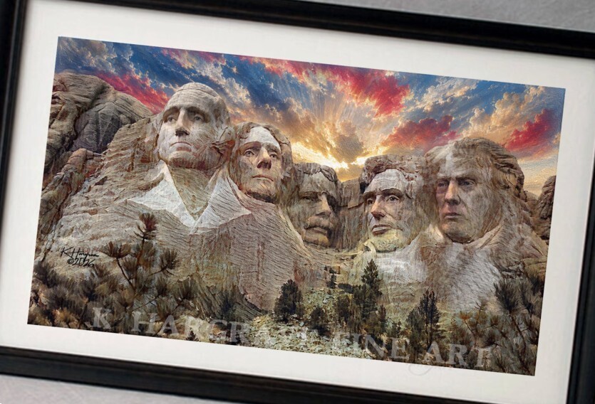 Donald Trump Mt. Rushmore Presidents USA Flag Sky Wall Decor Art SIGNED Print