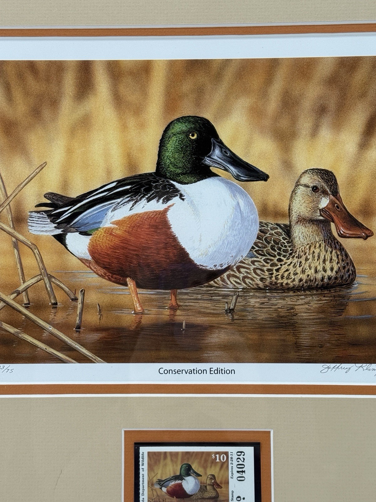 2010 NV Conservation Duck print and stamp Jeffrey Klinefelter Northern Shoveler