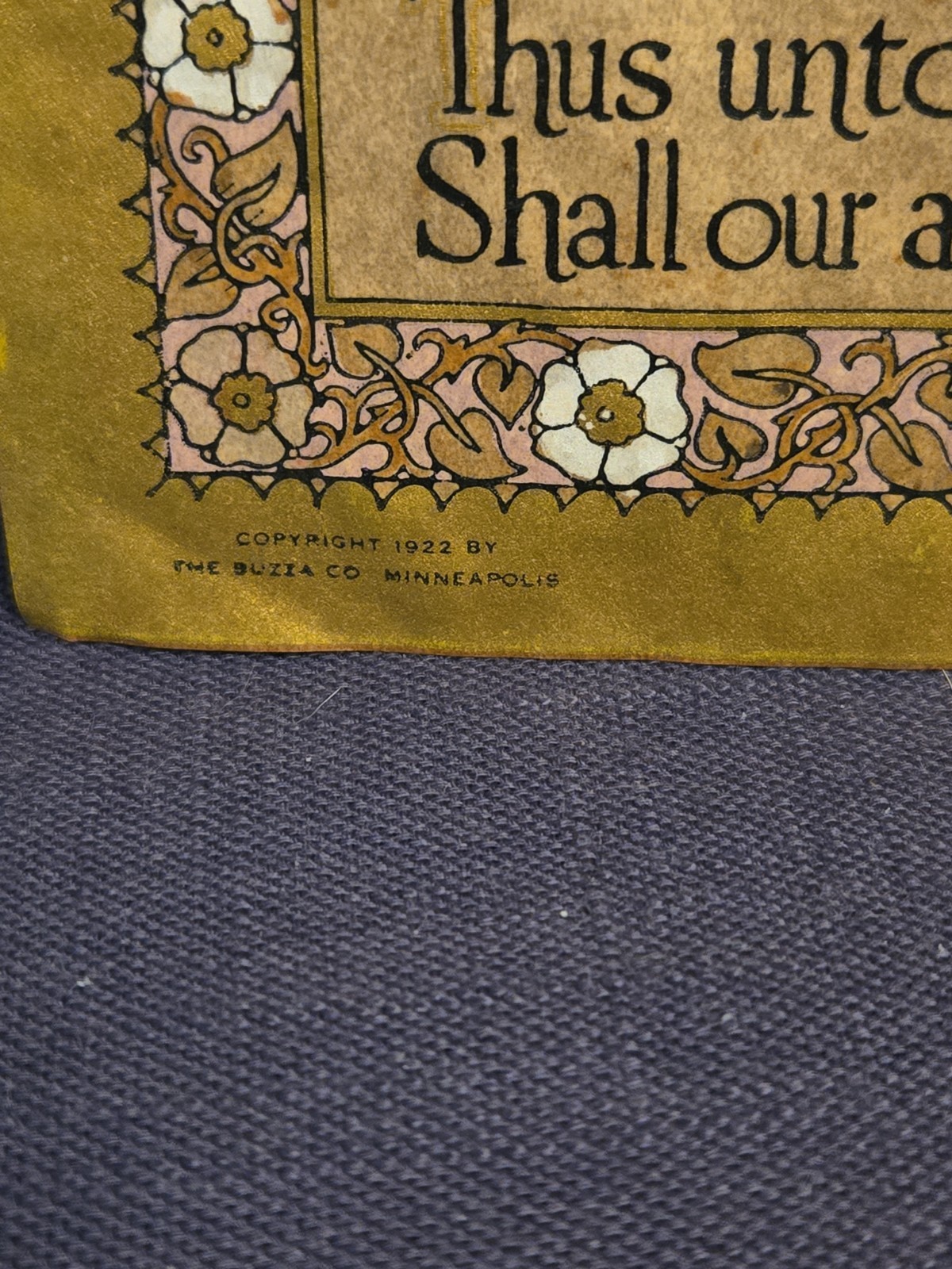 Buzza poem Edgar Guest 1922 parchment paper gold ink Acquaintance 7″x10″