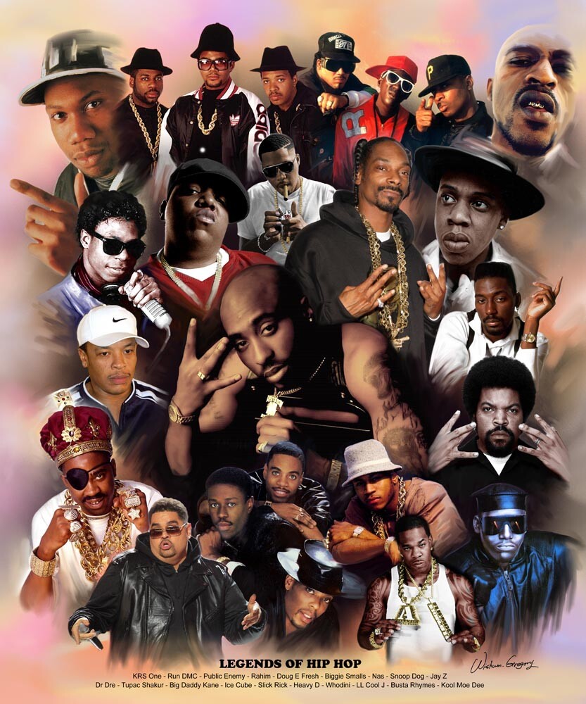 Hip Hop Legends, Wishum Gregory Art, Wall Decor Print Poster 20″ x 16″ 1535