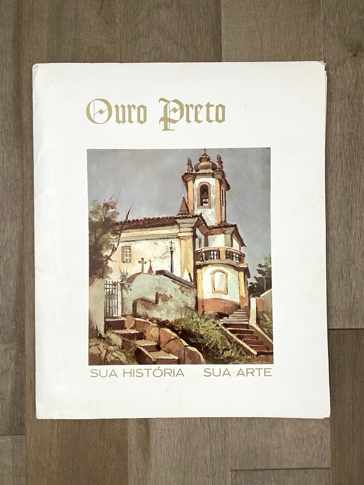 Vintage Lot Of 3 Omar Pellagatta Art Prints, 14”x17” Ouro Preto, Brazil w/Folder