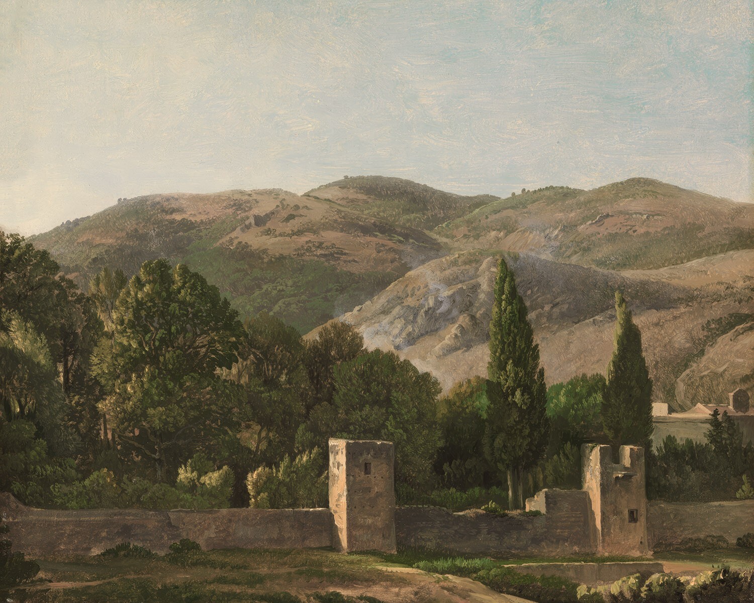 Antique Italian Fort Landscape Painting Giclee Print on Fine Art Paper