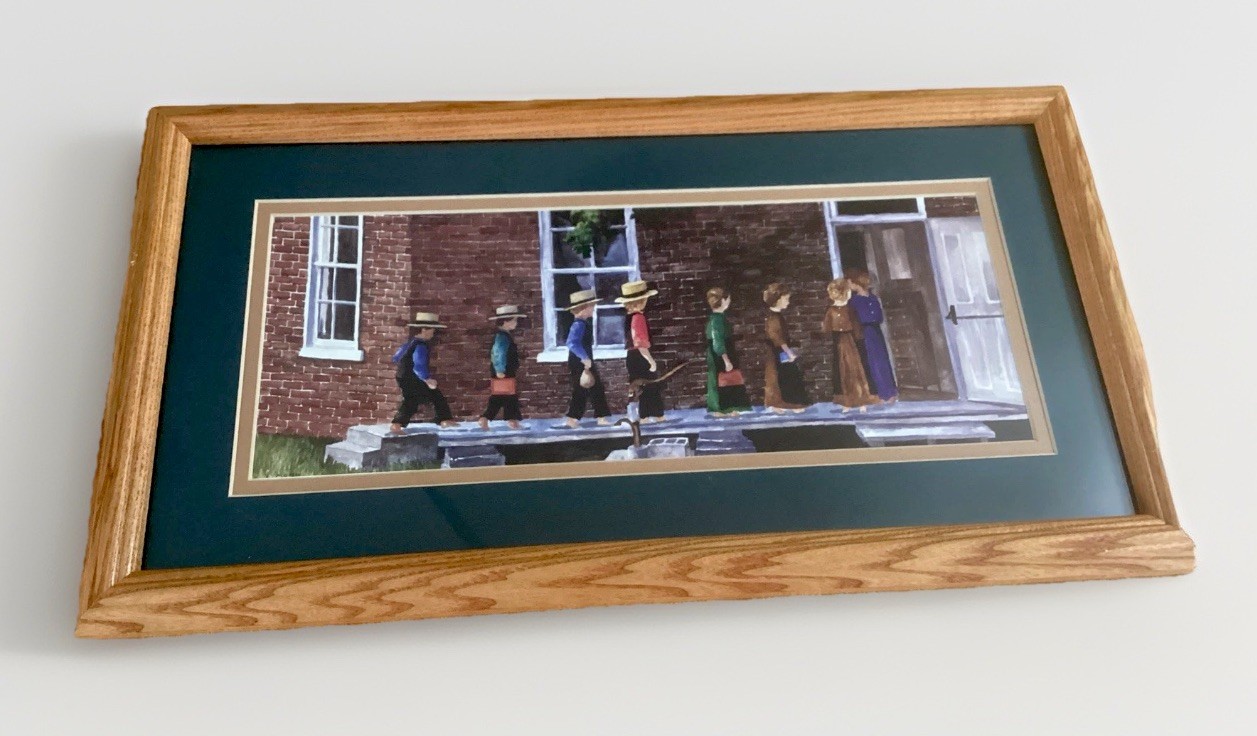 Amish School Days Home & Garden Party Beautiful Picture 9X 11” Solid Wood Frame