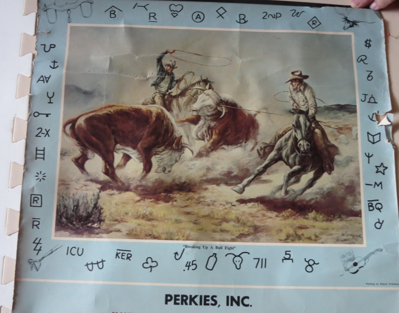 Vintage 197? Cowboy Open Range Western Collectible Memorabilia Calendar w/Brands