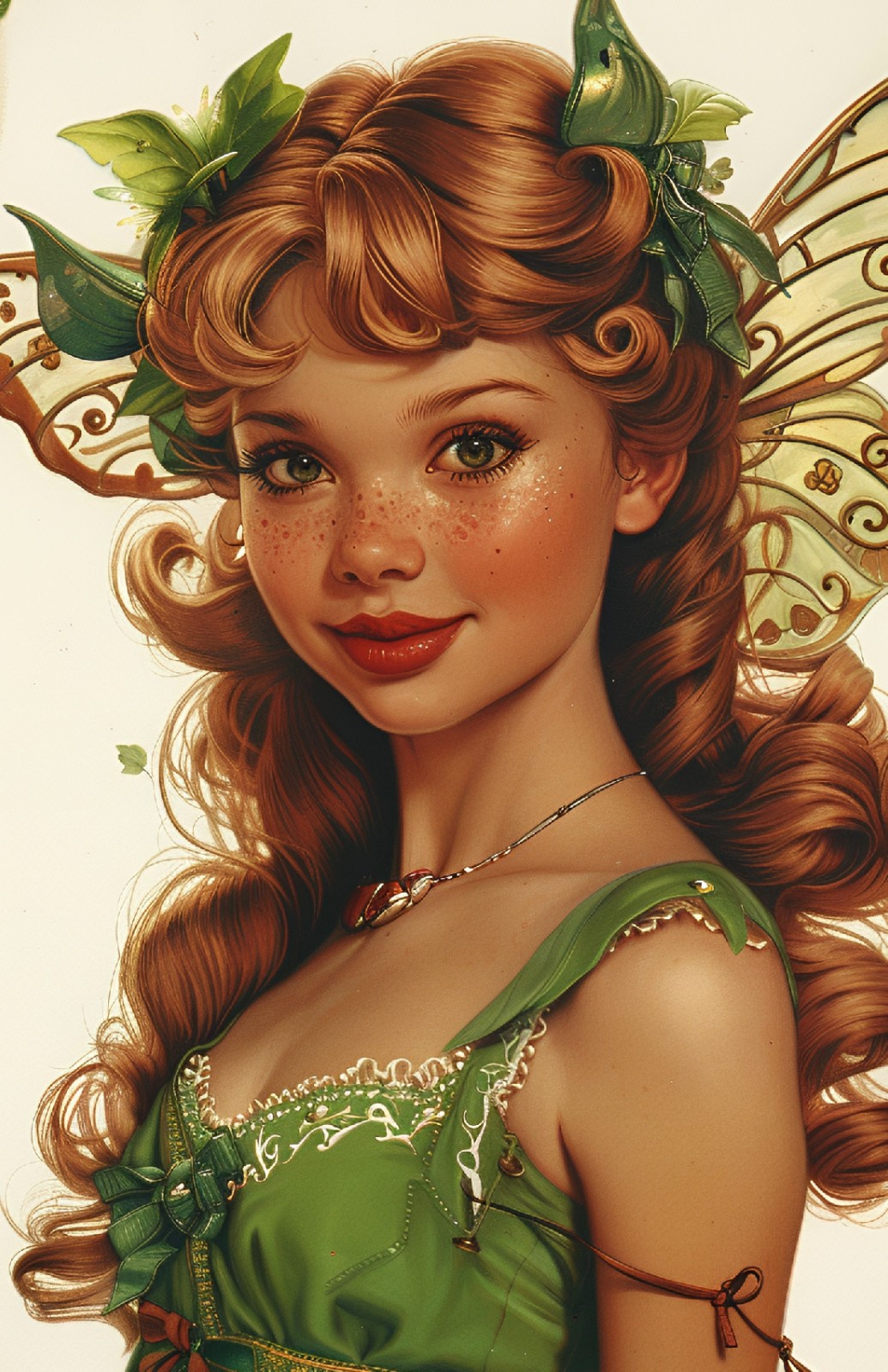 Butterfly Fairy 4×6 Art Print – Green Dress Fantasy Digital UR100302