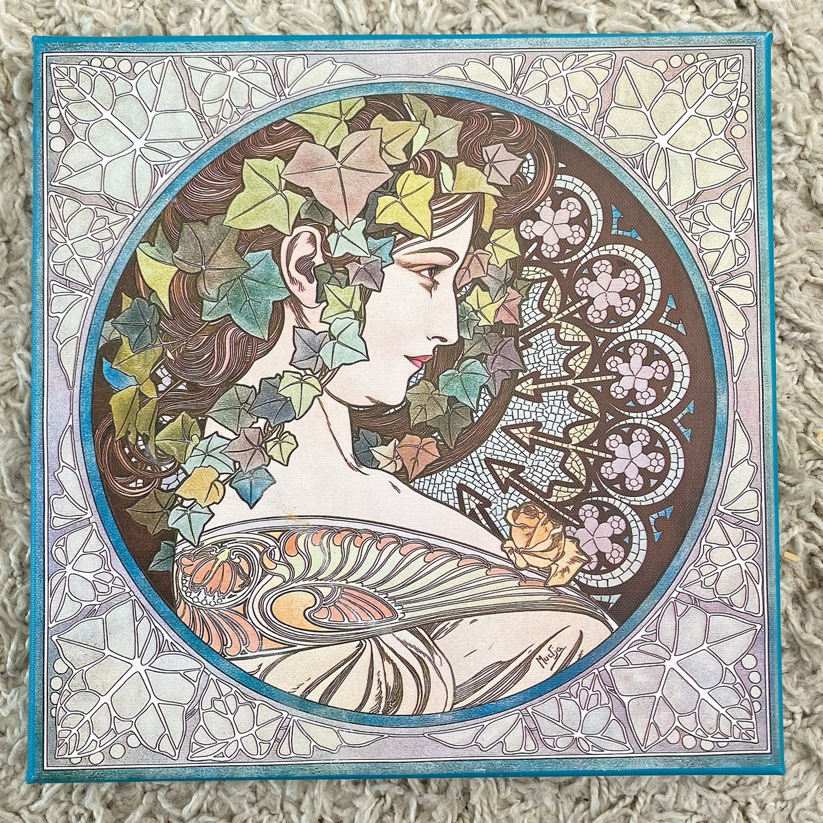 Canvas Print of the “Ivy” by Alphonse Mucha from 1901 12×12” Art Nouveau