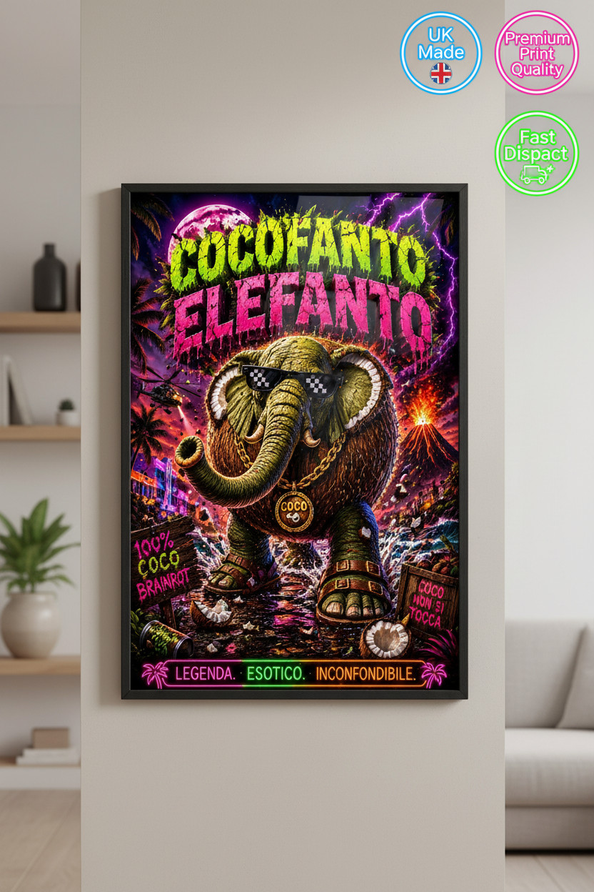 Pick Any 6 Brainrot Posters Neon Meme Wall Art Gaming Room UK Print