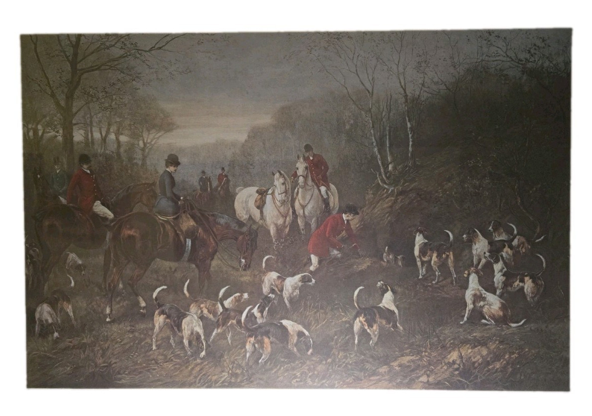 J.P. Mendoza Framed Matted Lithograph Print “Run to Earth” British Hunt 1892
