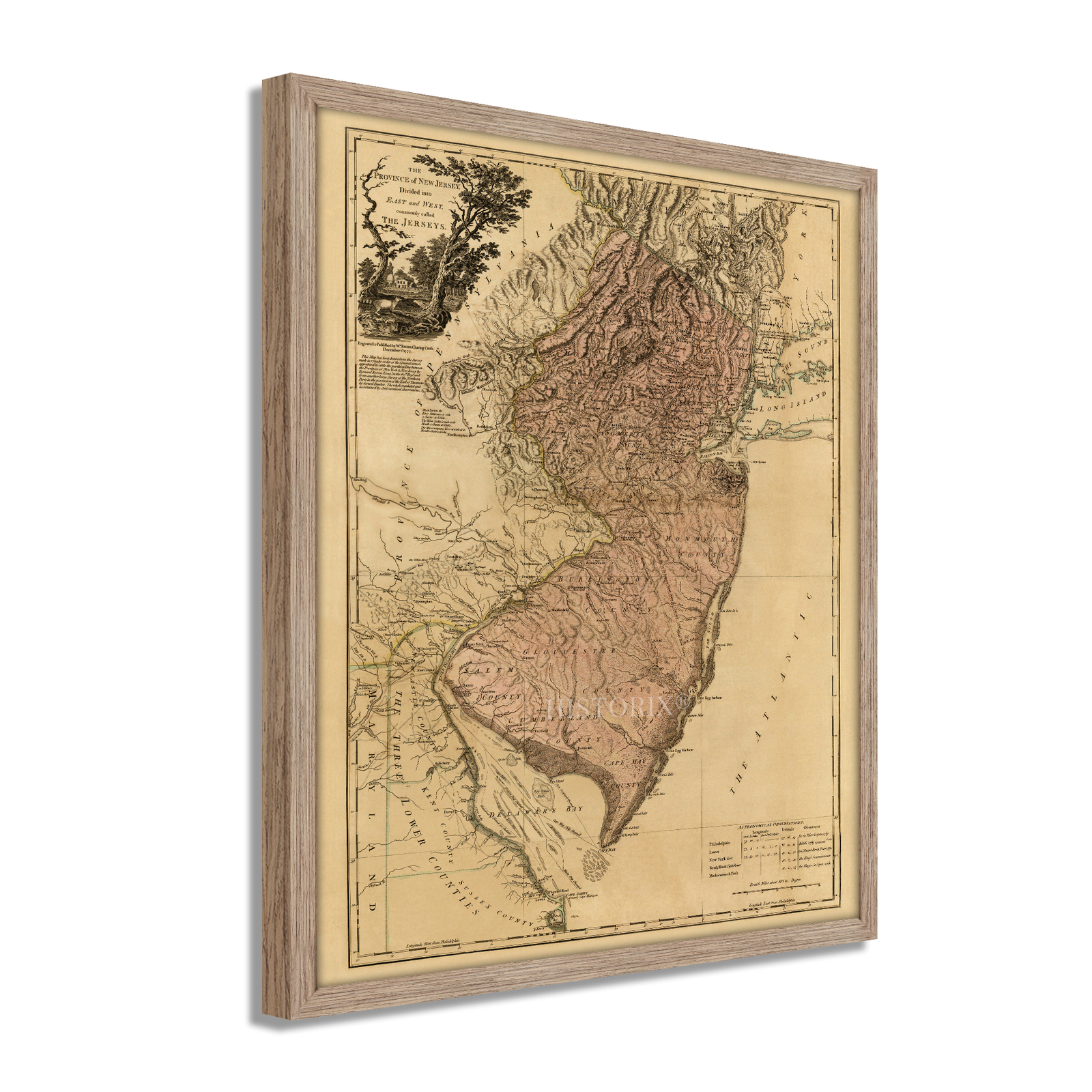 1777 New Jersey Map – Framed Vintage Map of New Jersey Wall Art Poster
