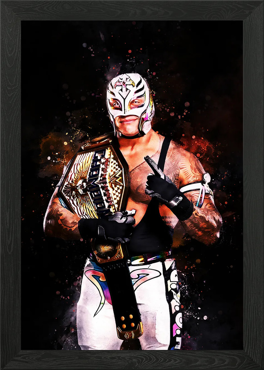 Rey Mysterio Champion Framed Wall Art Poster Canvas Print Picture