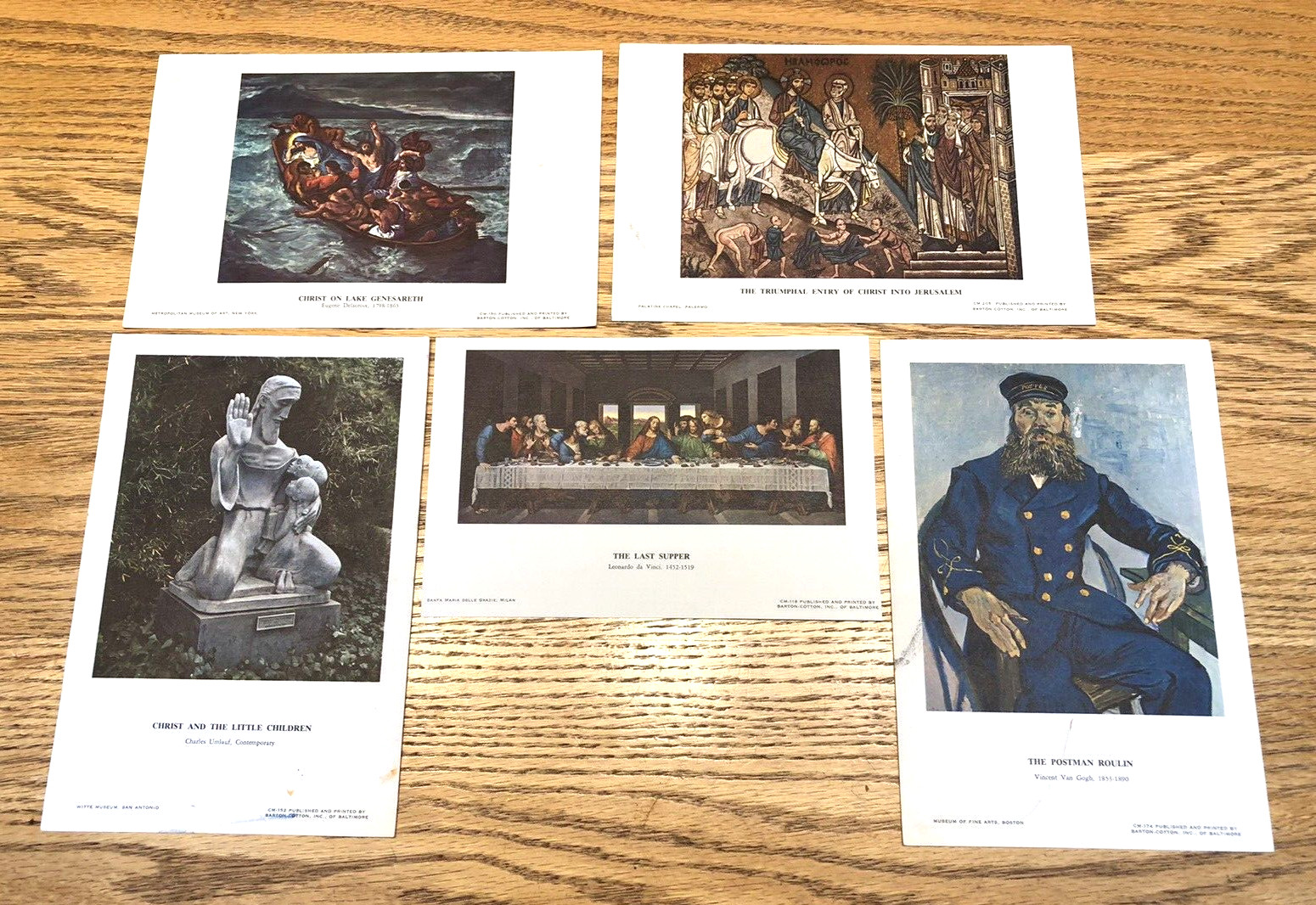 Lot of 5 Barton-Cotton Famous Art Cards Prints- c1960s- da Vinci, Van Gogh