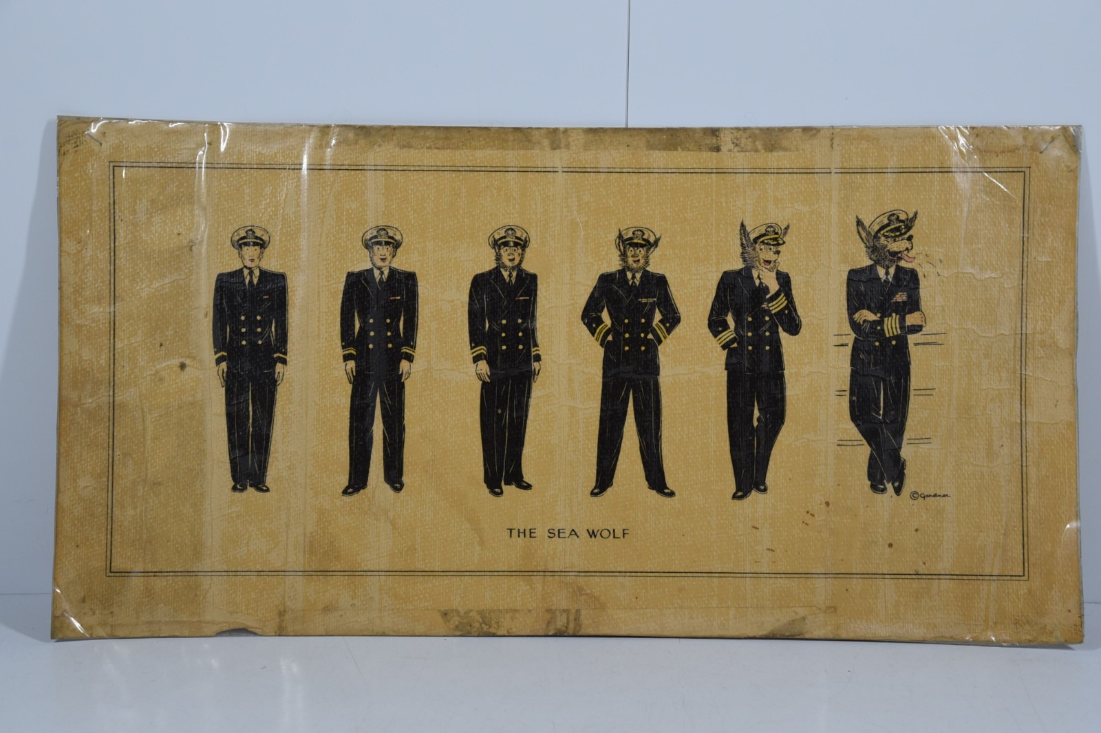 Vintage “The Sea Wolf” US Navy WWII Era Original Art Print Gardner Military