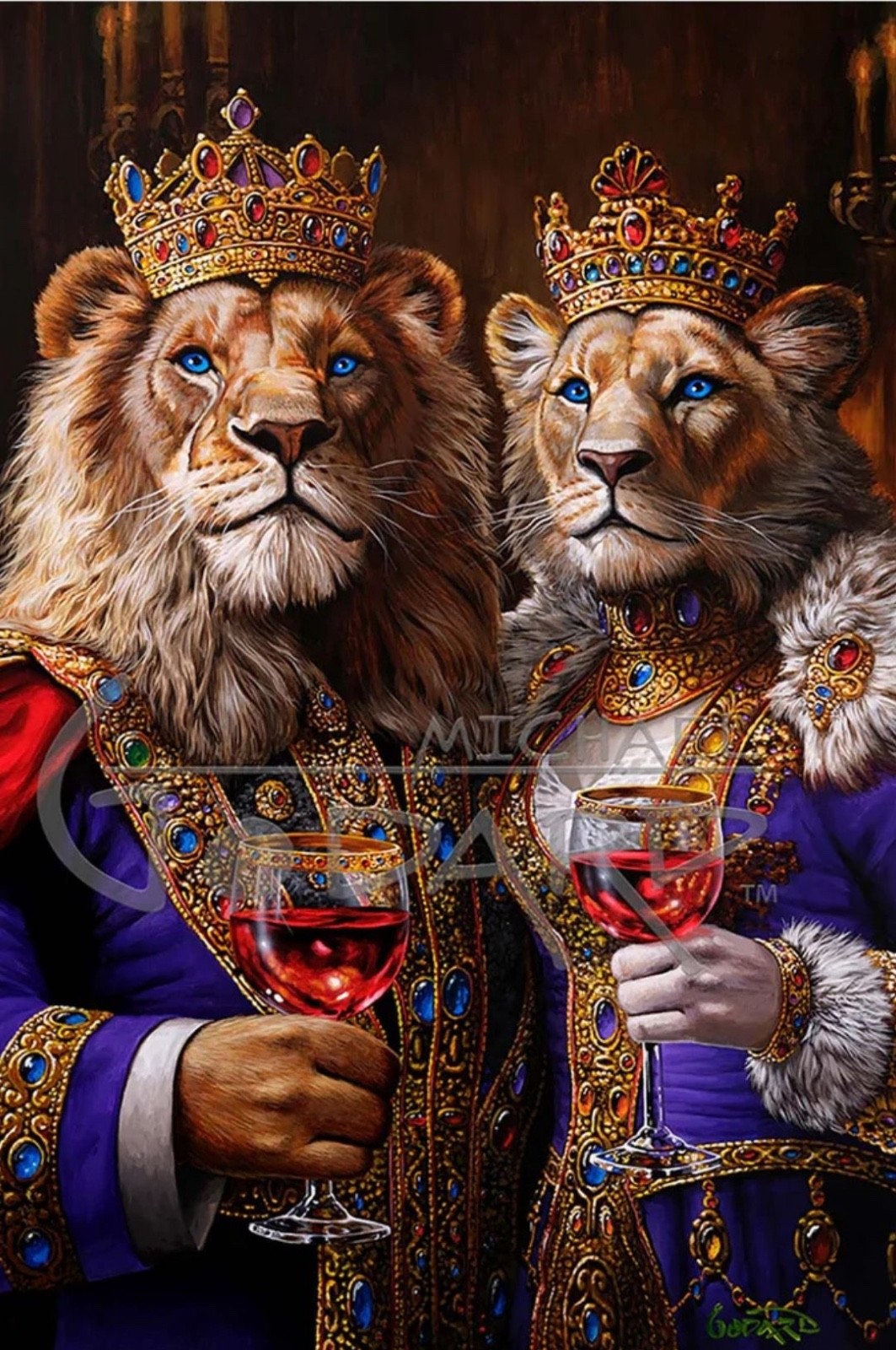 Michael Godard ” Royals ” Signed Numbered Limited Edition Art Lion King Animals
