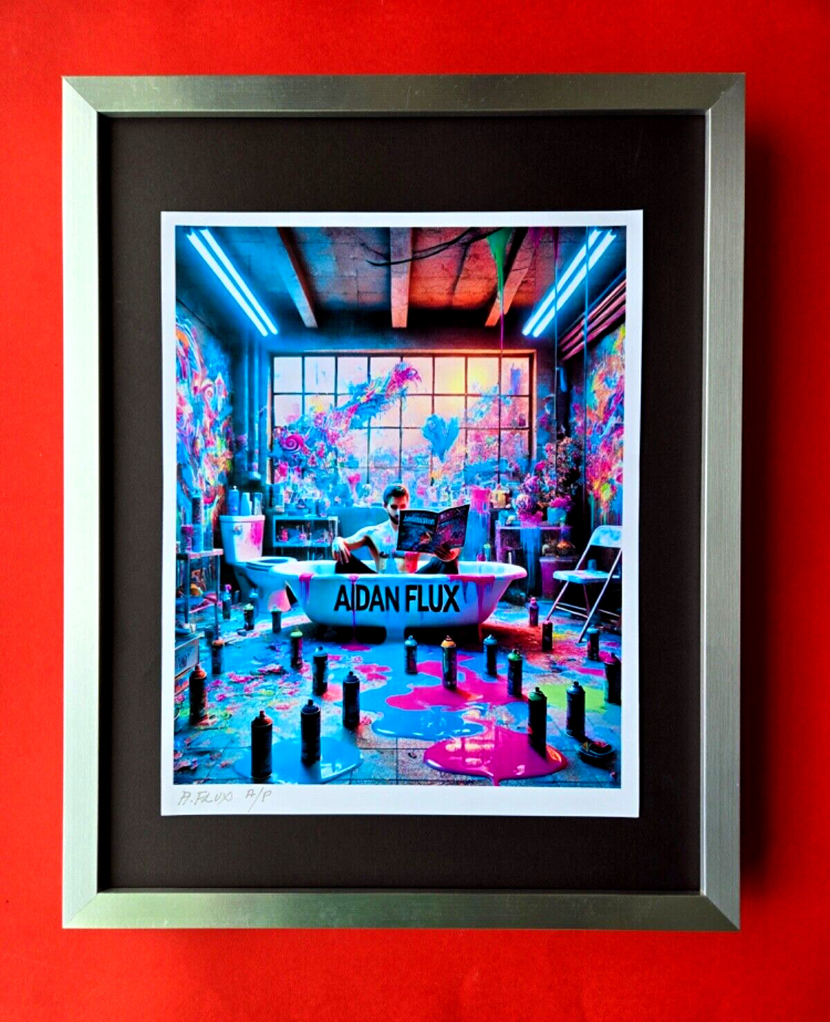 AIDAN FLUX | Hand Signed Original Print Framed LtdED of 69 COA “READING CRITICS”